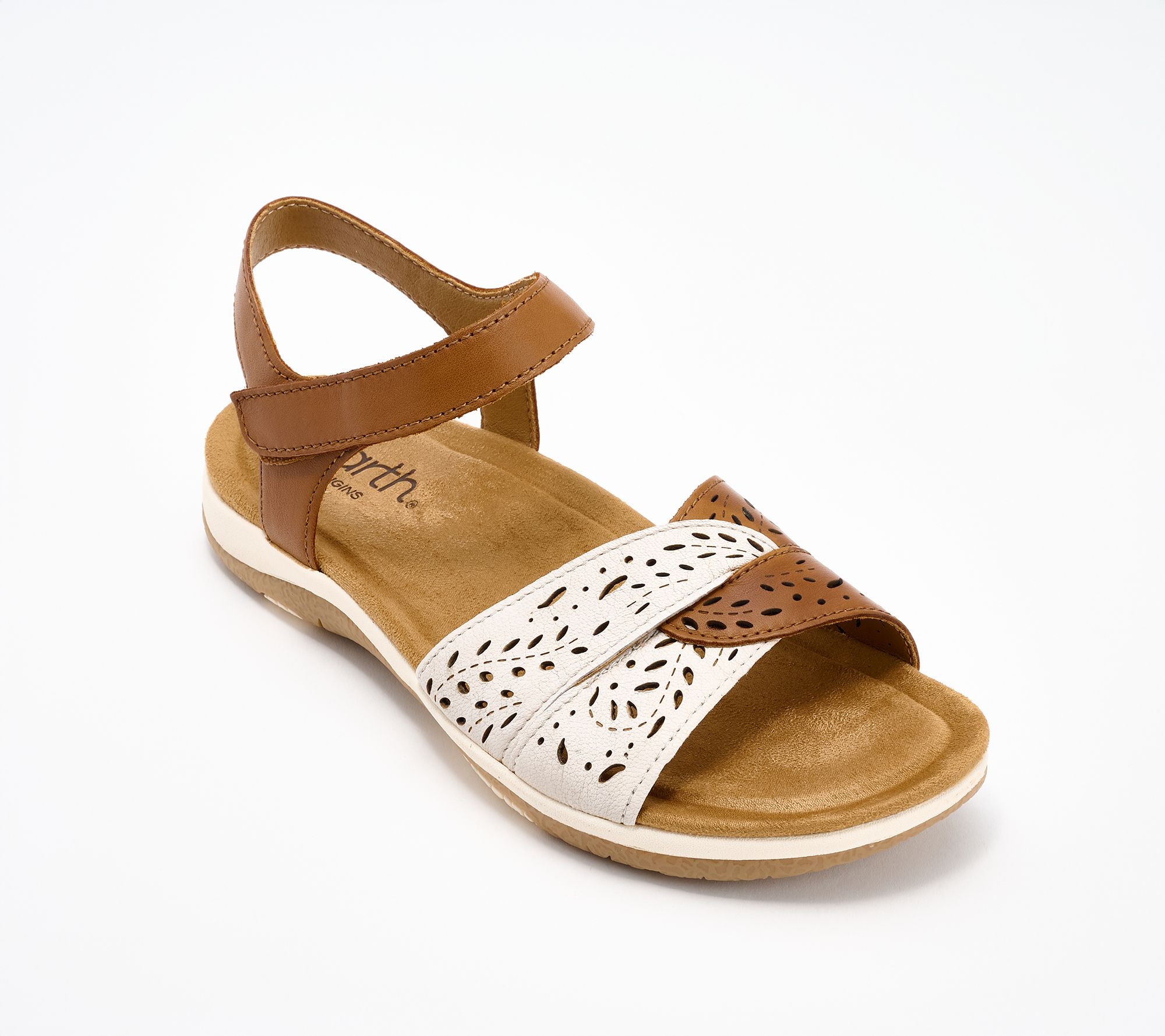 Earth Leather Adjustable Perforated Twist Sandals - Sylo