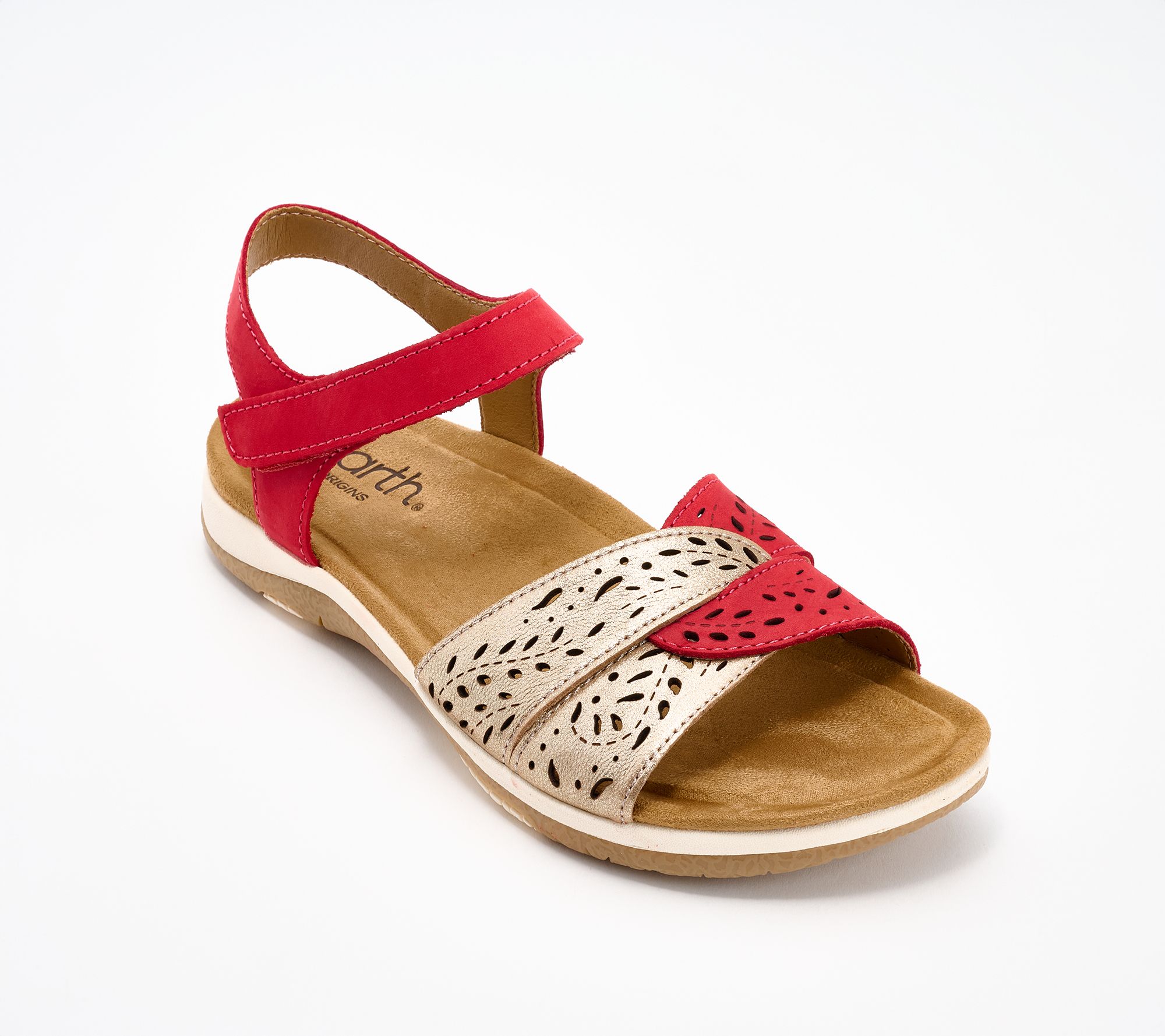 Earth Leather Adjustable Perforated Twist Sandals - Sylo