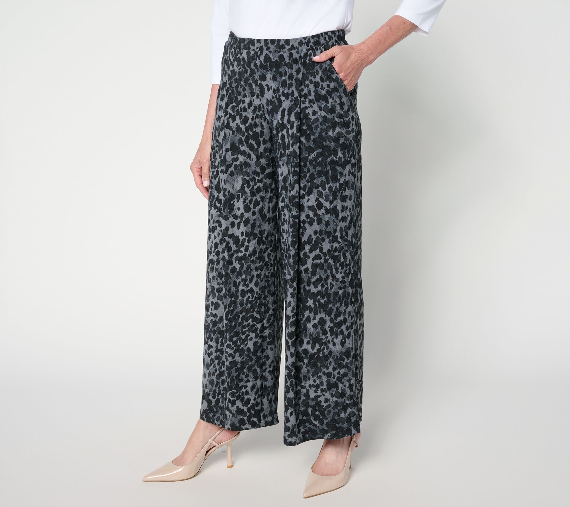 Attitudes by Renee Regular Printed Como Jersey Wide Leg Ankle Pants