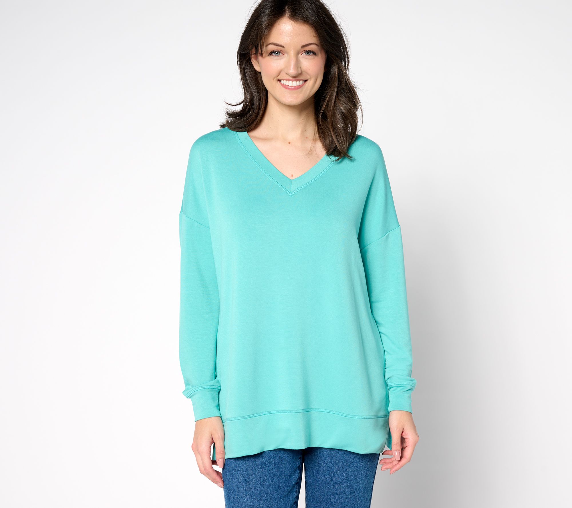 "As Is" Brandis Dress Out Loud Acquitted Knit V-Neck Top w/ Side Slits