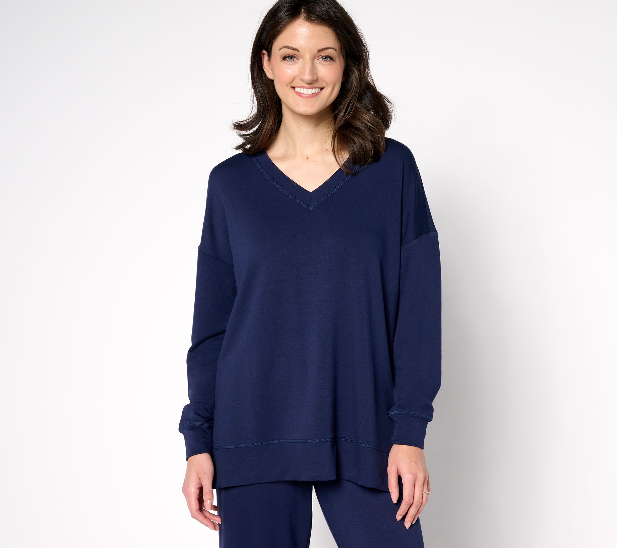 "As Is" Brandis Dress Out Loud Acquitted Knit V-Neck Top w/ Side Slits