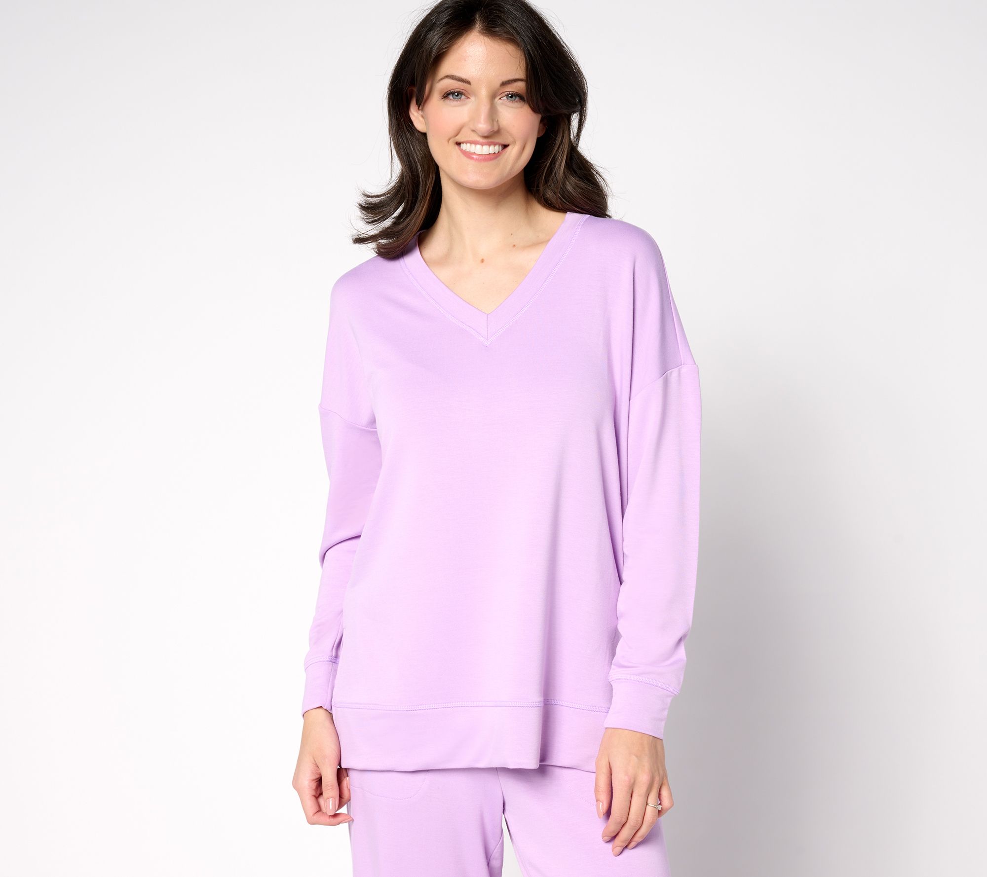 "As Is" Brandis Dress Out Loud Acquitted Knit V-Neck Top w/ Side Slits