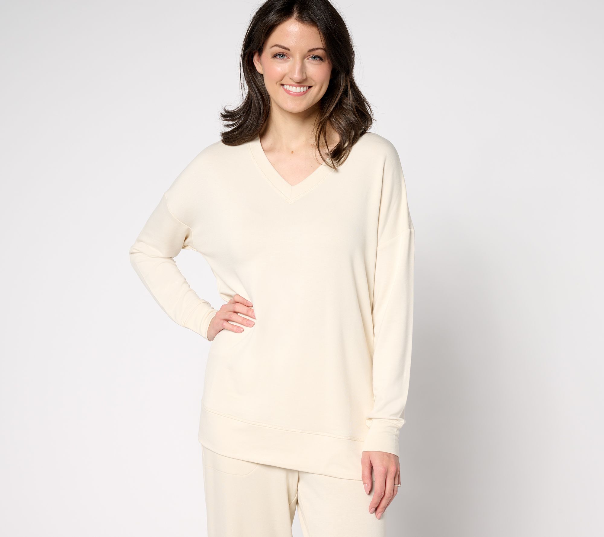 "As Is" Brandis Dress Out Loud Acquitted Knit V-Neck Top w/ Side Slits