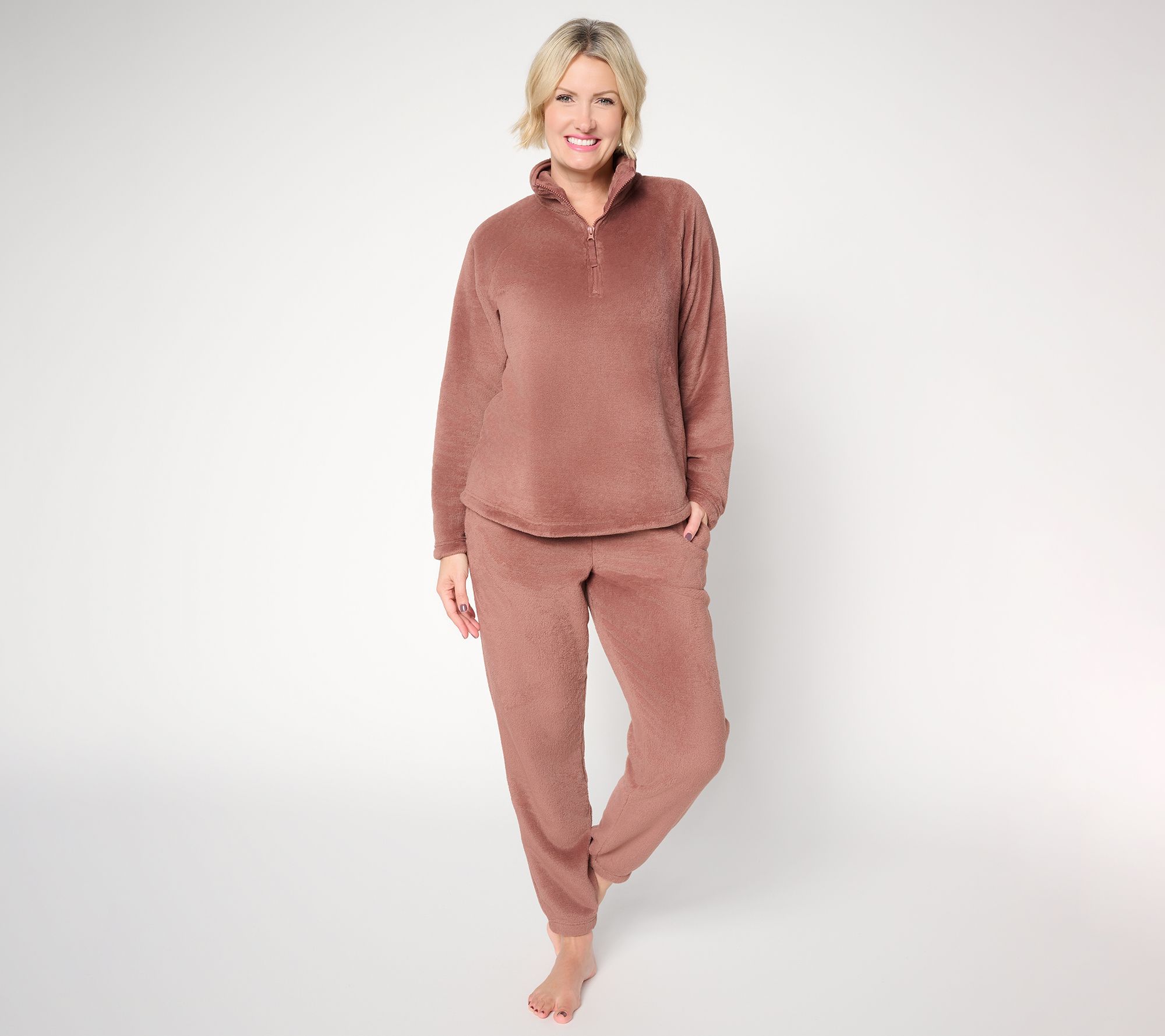 Berkshire Homewear Plush 1/4-Zip 2pc Jogger Lounge Set