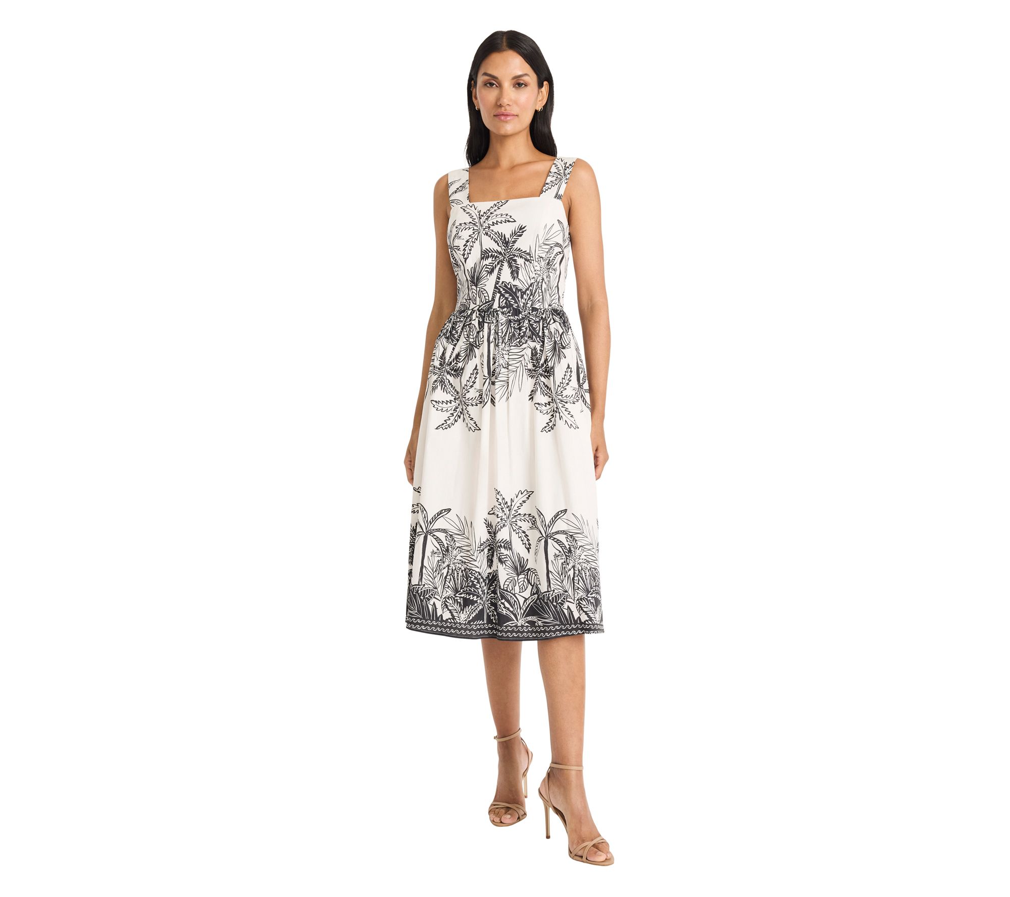Maggy London Palm Tree Printed Midi Dress