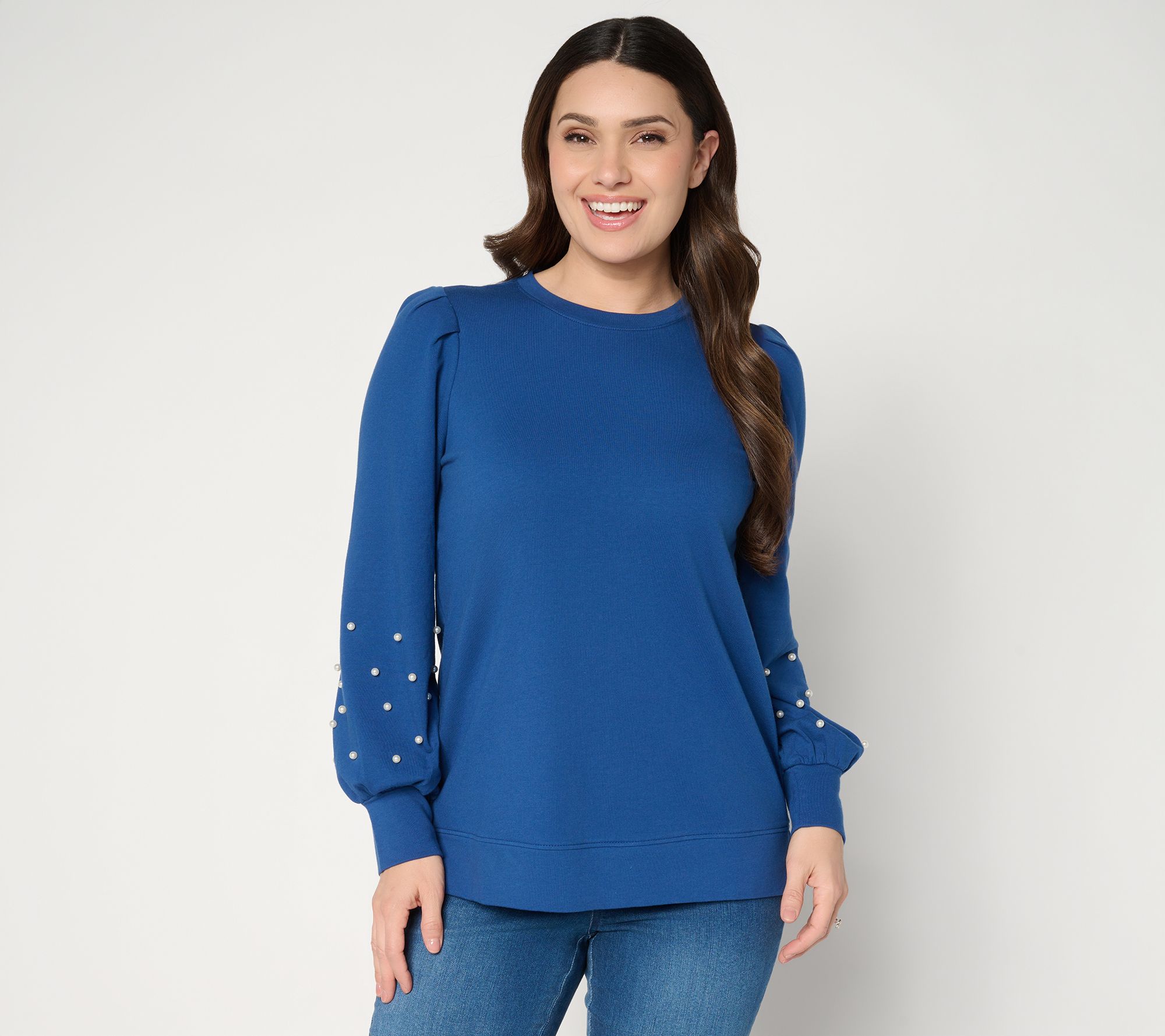 Jingle Belles by Kim Gravel Uptown Pearls Blouson Sleeve Sweatshirt