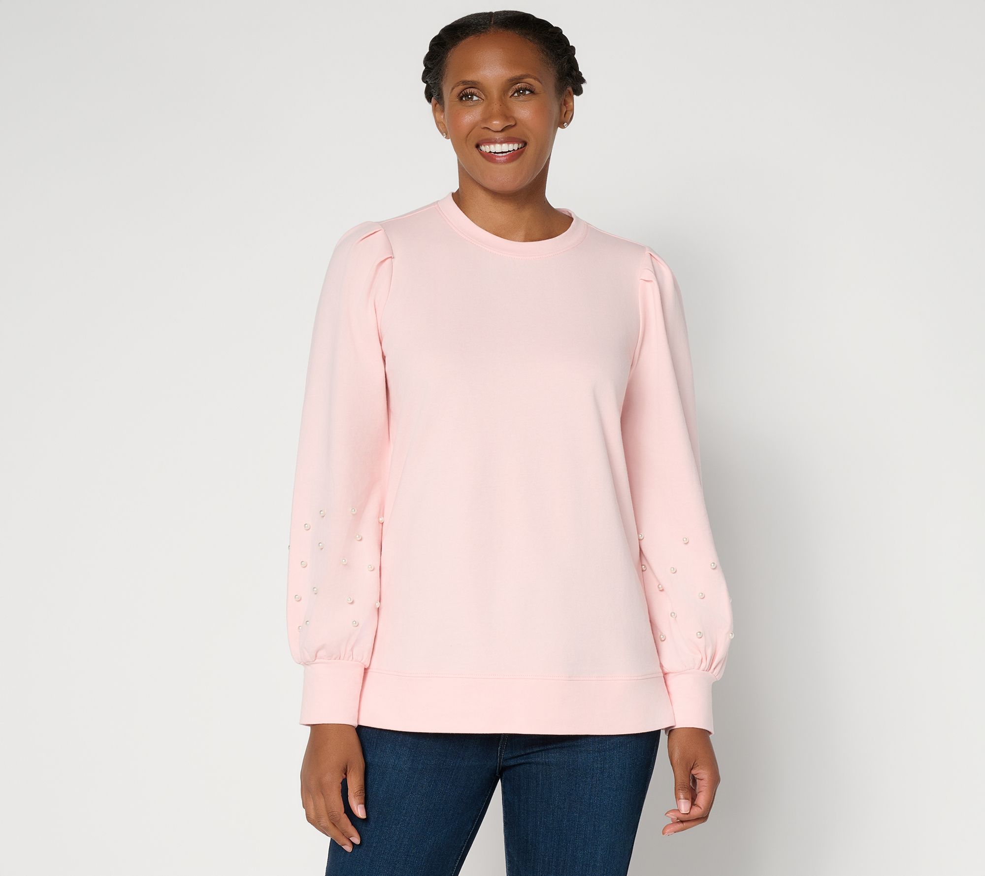 Jingle Belles by Kim Gravel Uptown Pearls Blouson Sleeve Sweatshirt