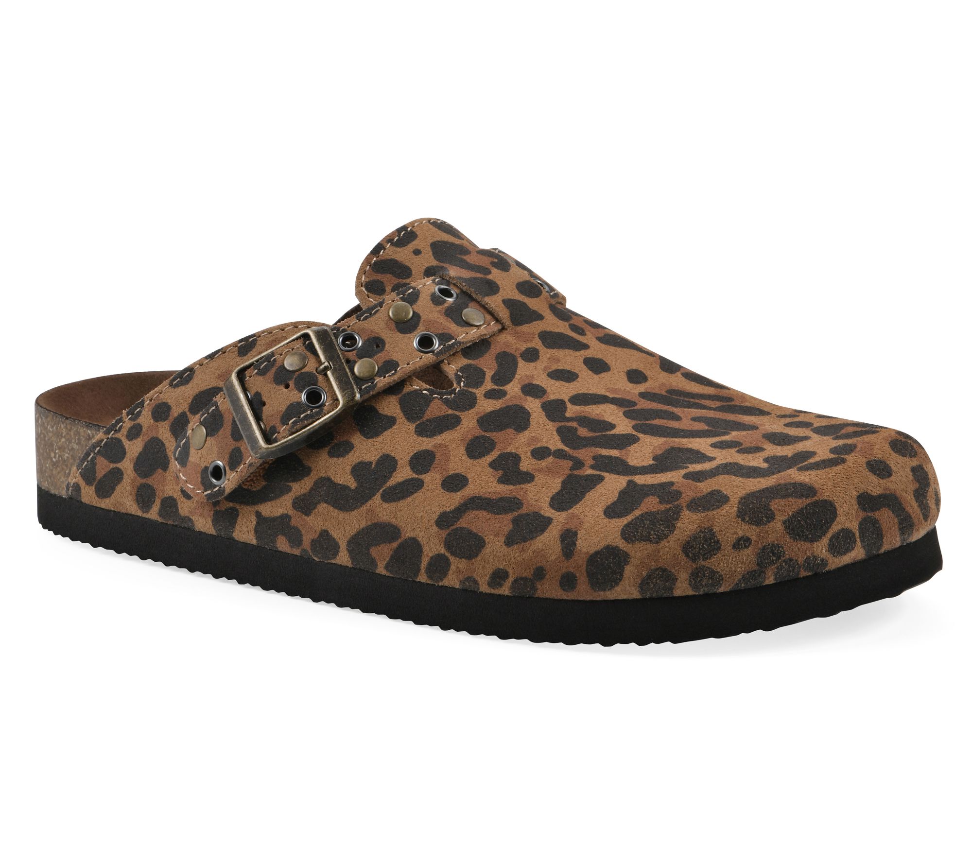 White Mountain Leather Adjustable Clogs - BenBen