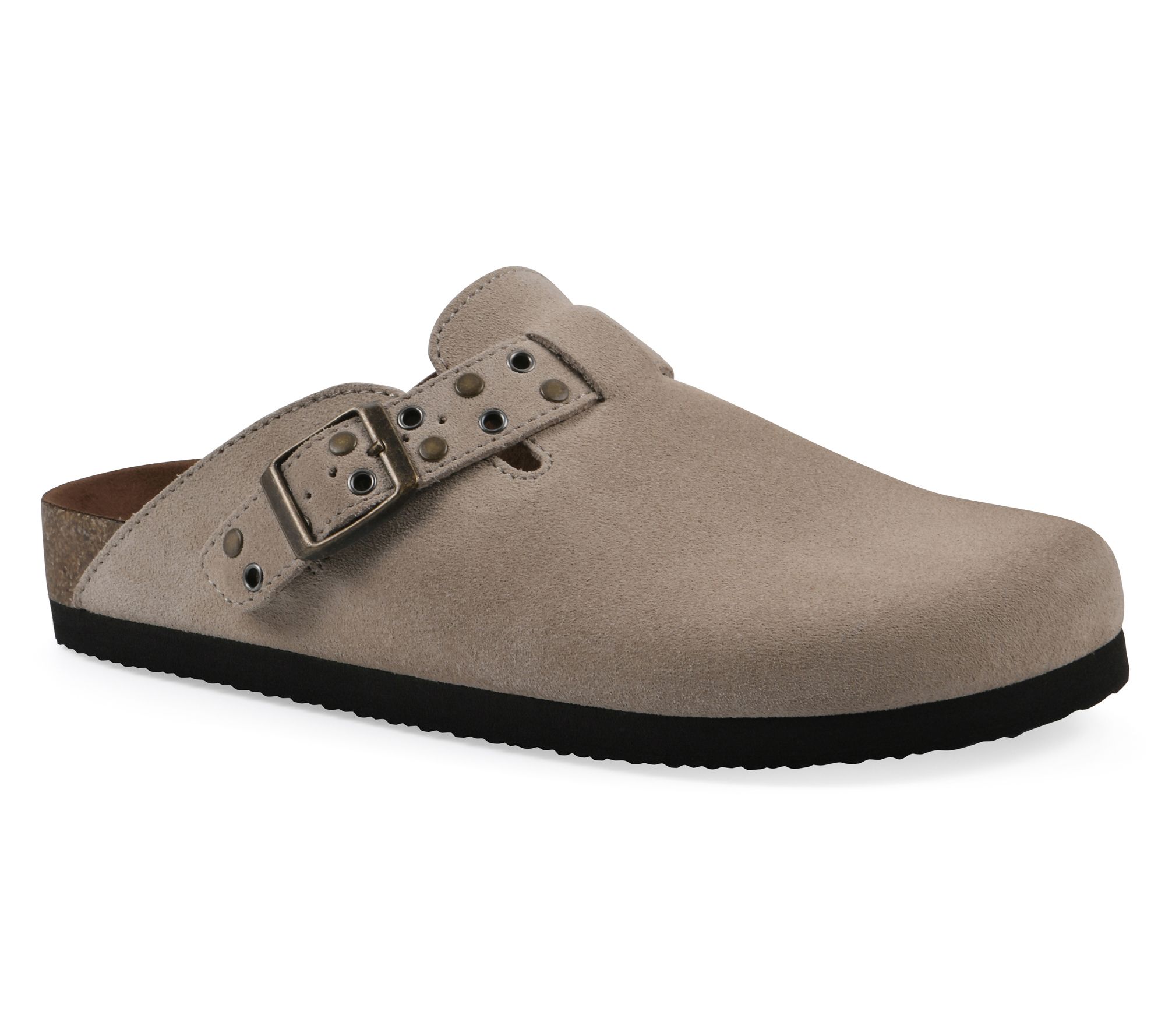 White Mountain Leather Adjustable Clogs - BenBen