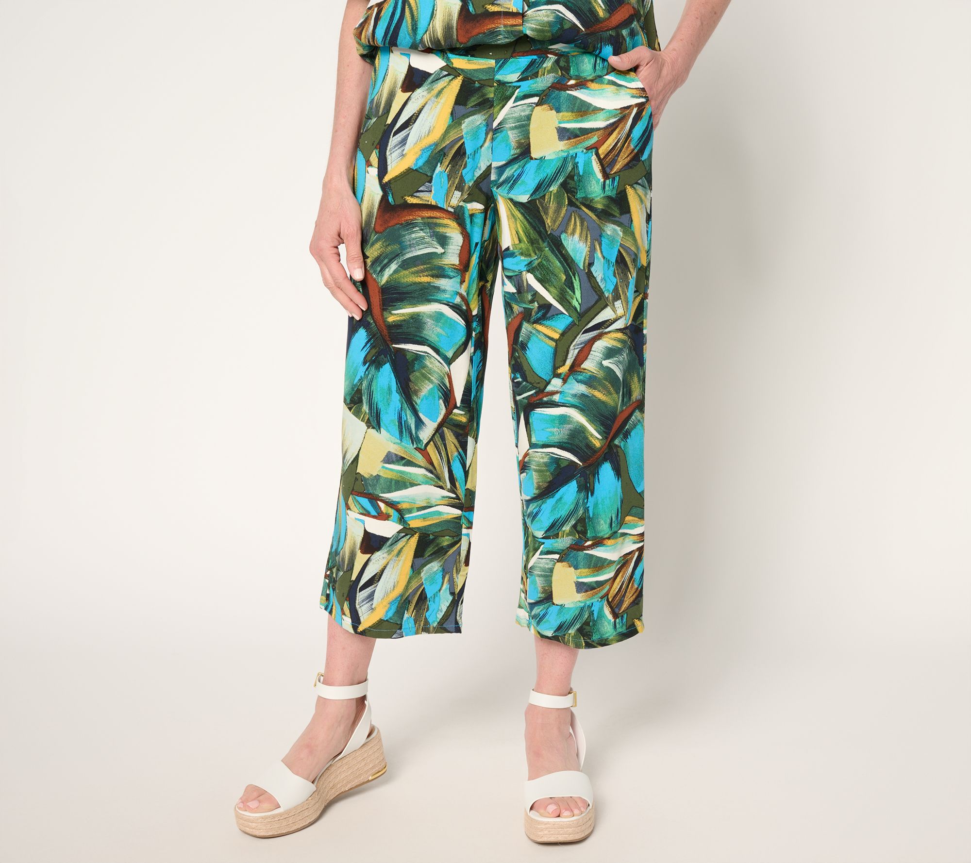 "As Is" Brandis Dress Out Loud Petite Printed Cropped Pants with Pockets