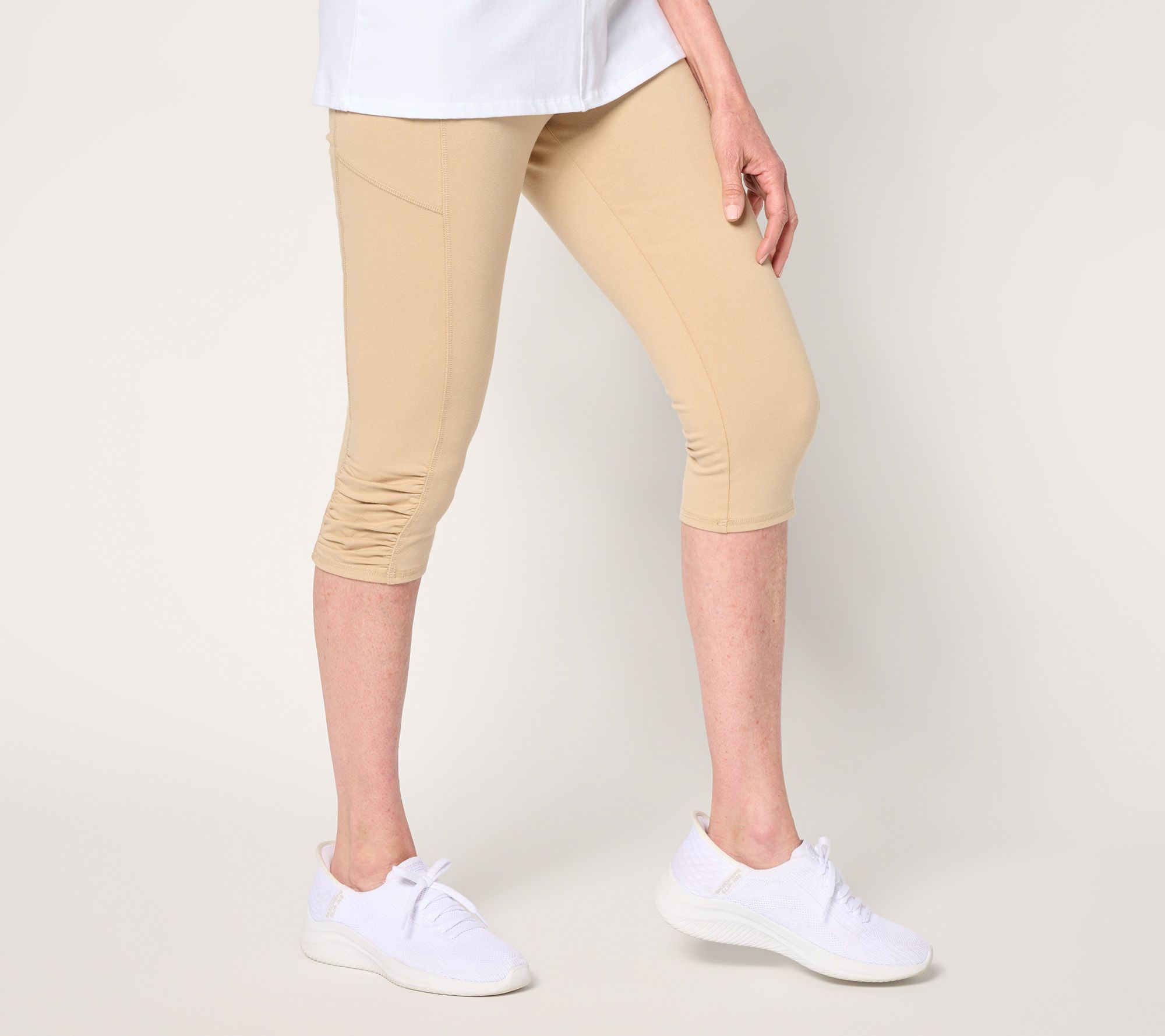 "As Is" Duo Stretch Active Petite Duo Stretch Skimmer w/ Ruched Hem