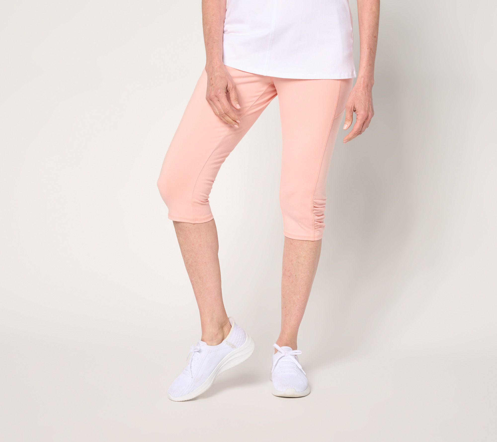 "As Is" Duo Stretch Active Petite Duo Stretch Skimmer w/ Ruched Hem