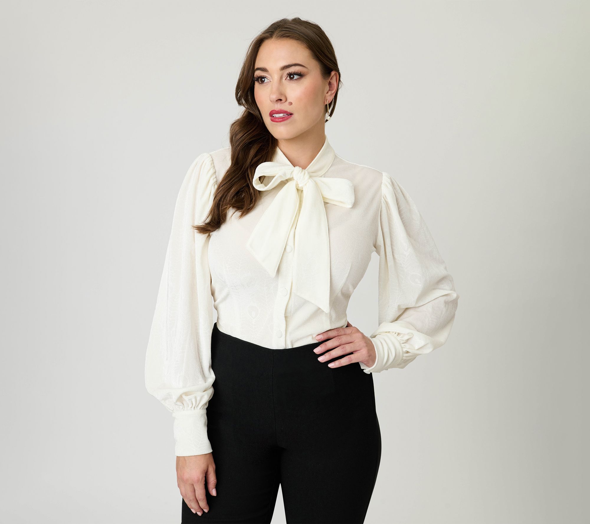 Unique Vintage Ivory Long Sleeve GwenBlouse