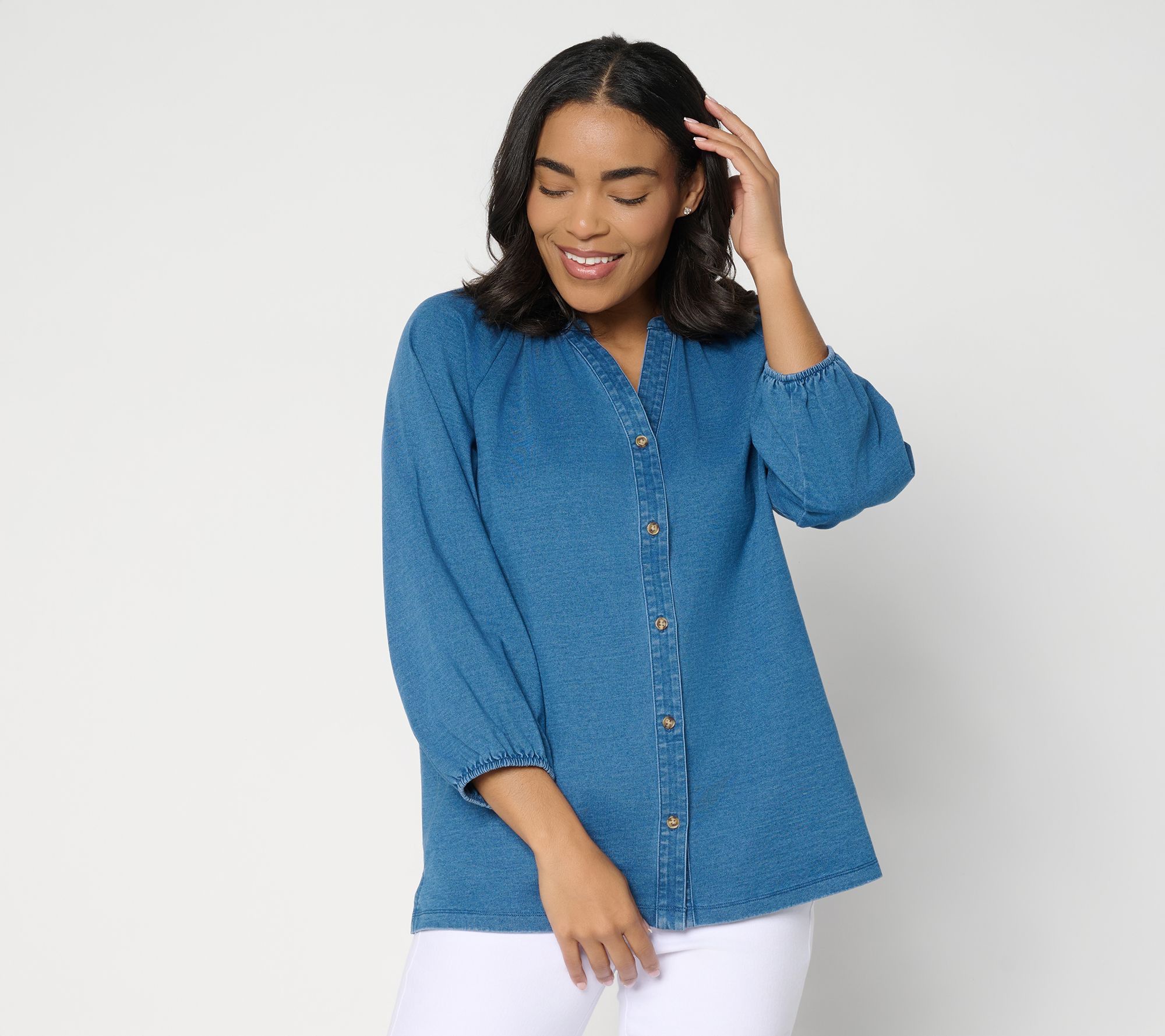 Ree by the Pioneer Woman Knit Denim Peasant Tunic