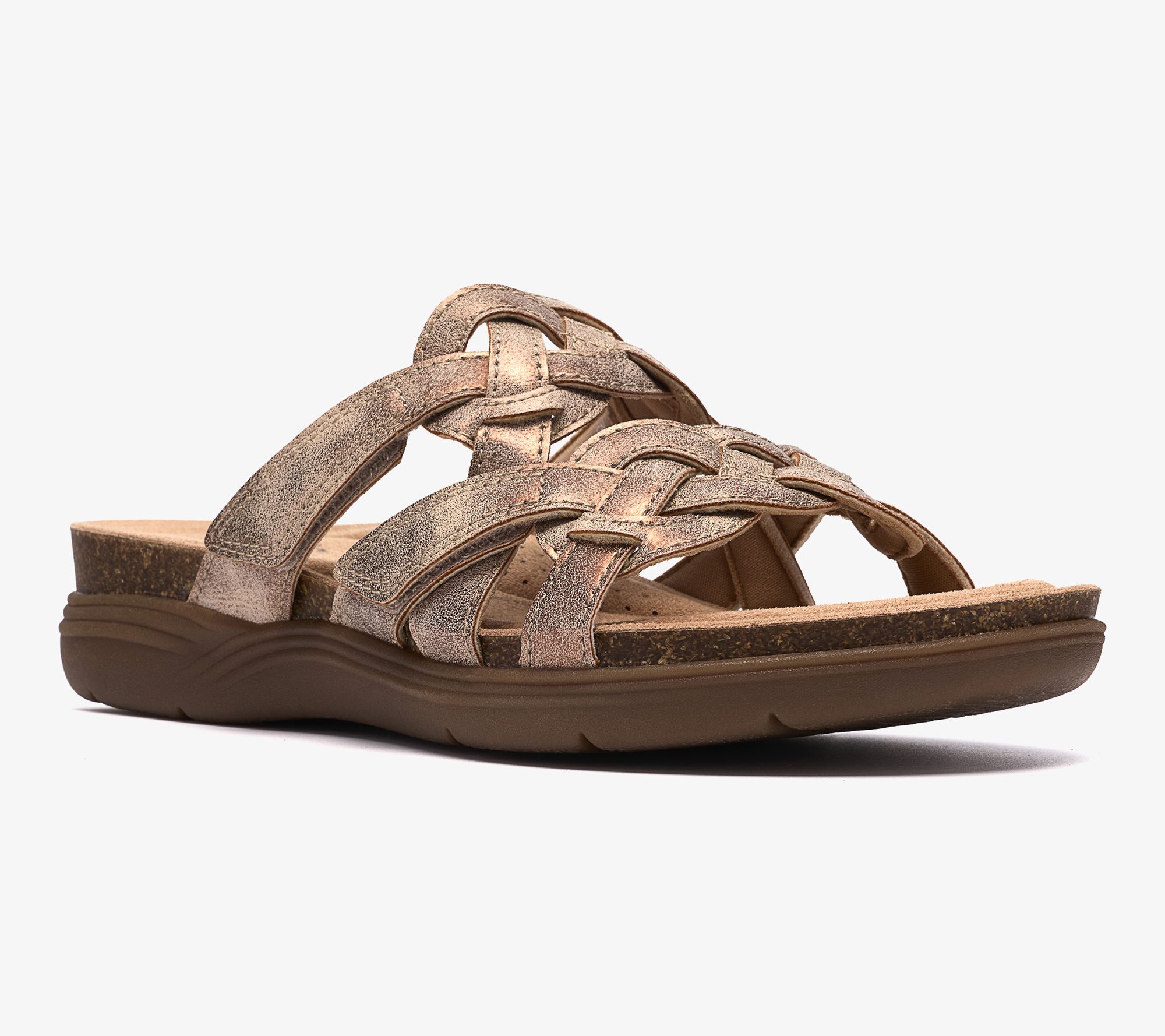 Clarks Collection Leather Slide Sandals -April Rae