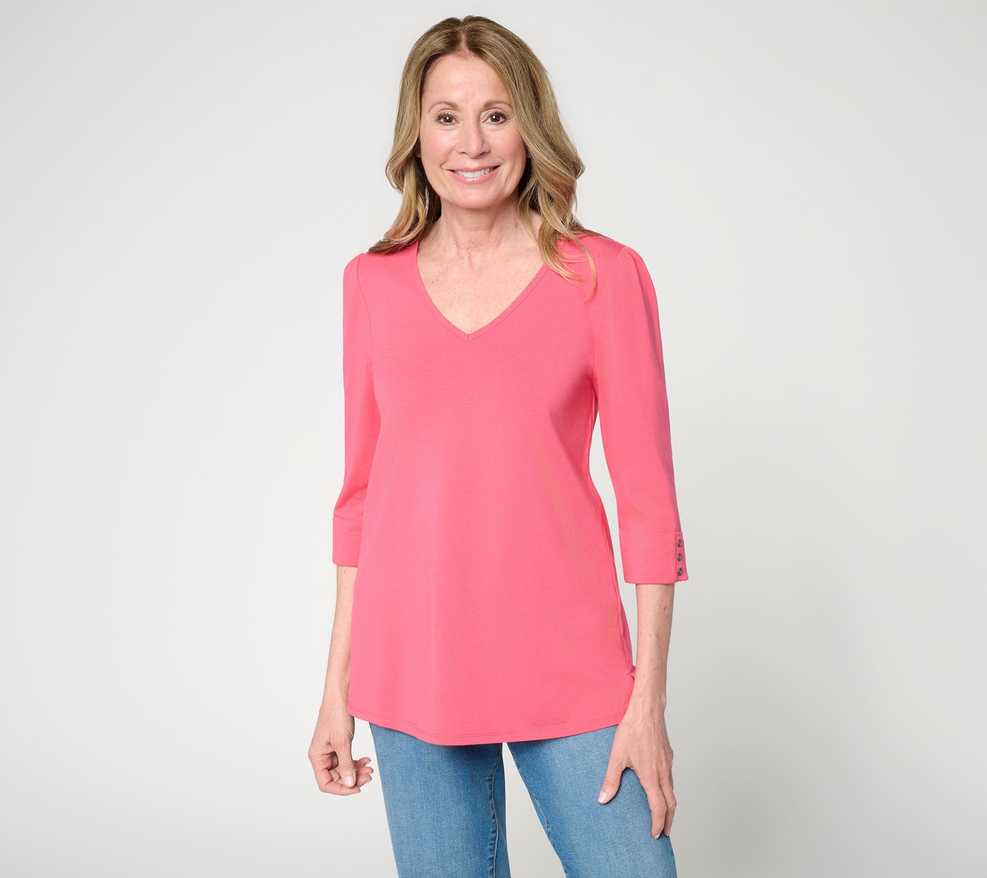 Ree by the Pioneer Woman Essentials V-Neck Elbow Sleeve Top