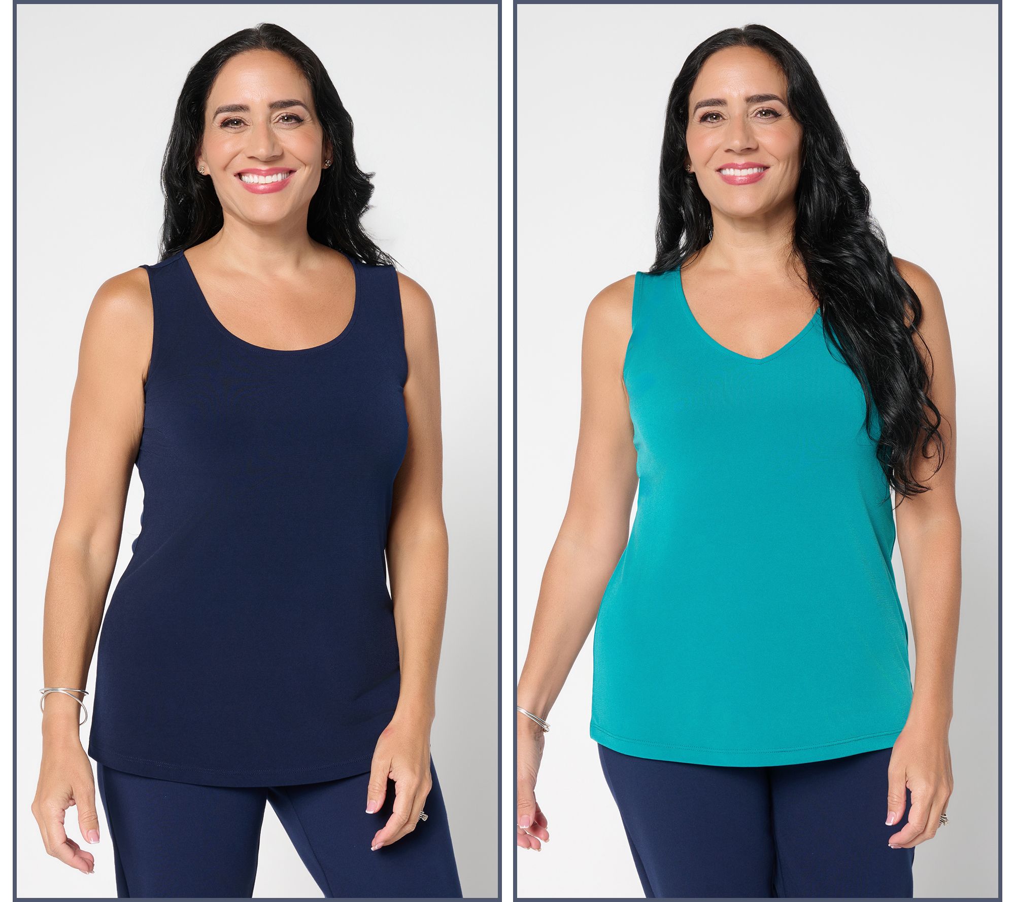 "As Is" Susan Graver Essentials Set of 2 Liquid Knit Tanks