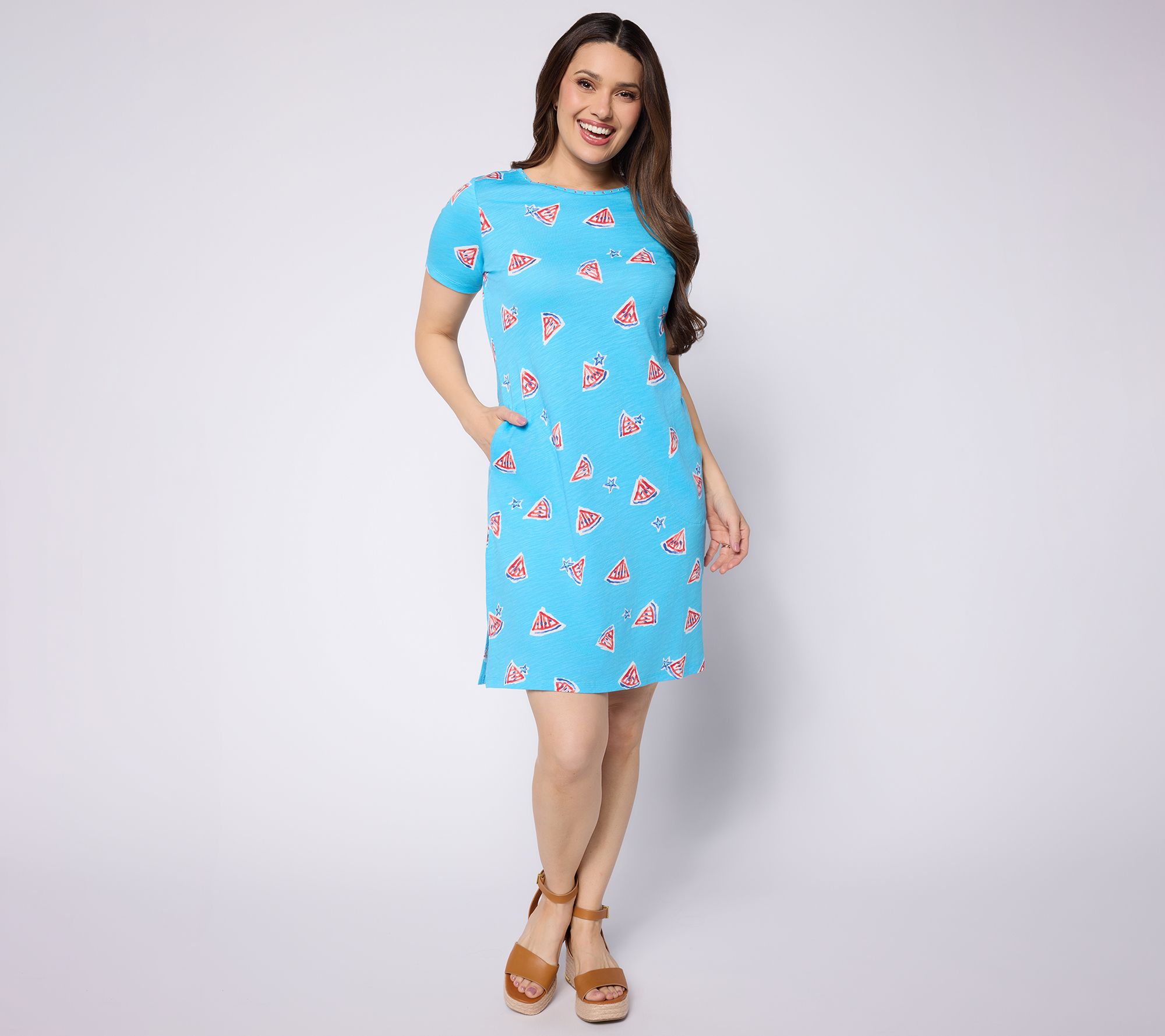 Quacker Factory A Slice of Americana Printed Dress