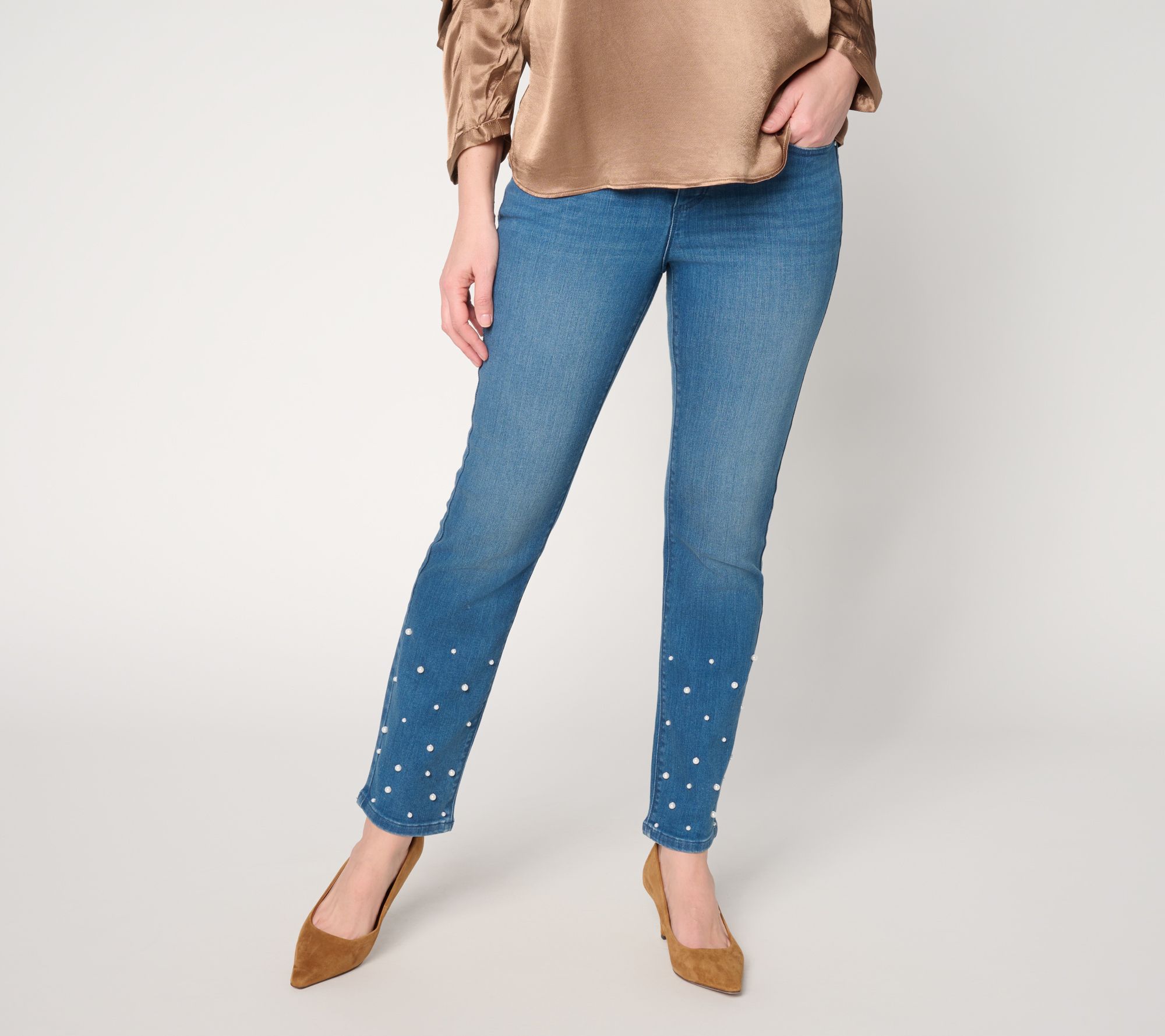 "As Is" Women with Control Regular Contour CurvesFullLengt Jean w/ Pearls