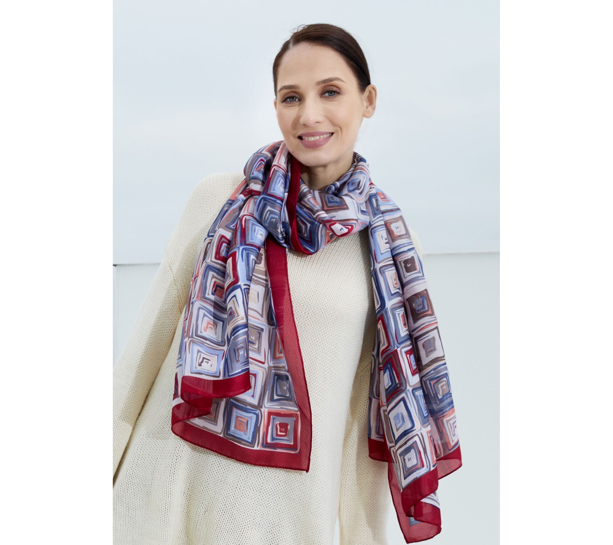 Youzey The Montauk Satin Silk Lightweight Scarf35" x 70"