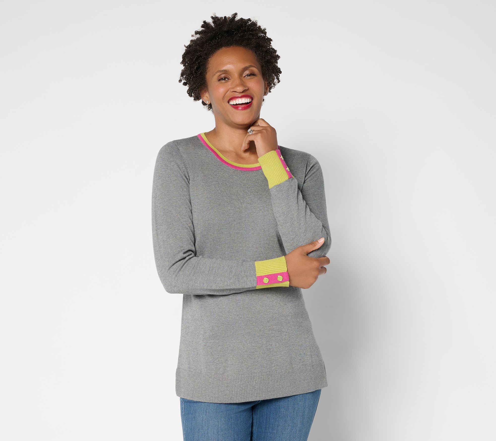 "As Is" Belle by Kim Gravel Pop Trim Sweater