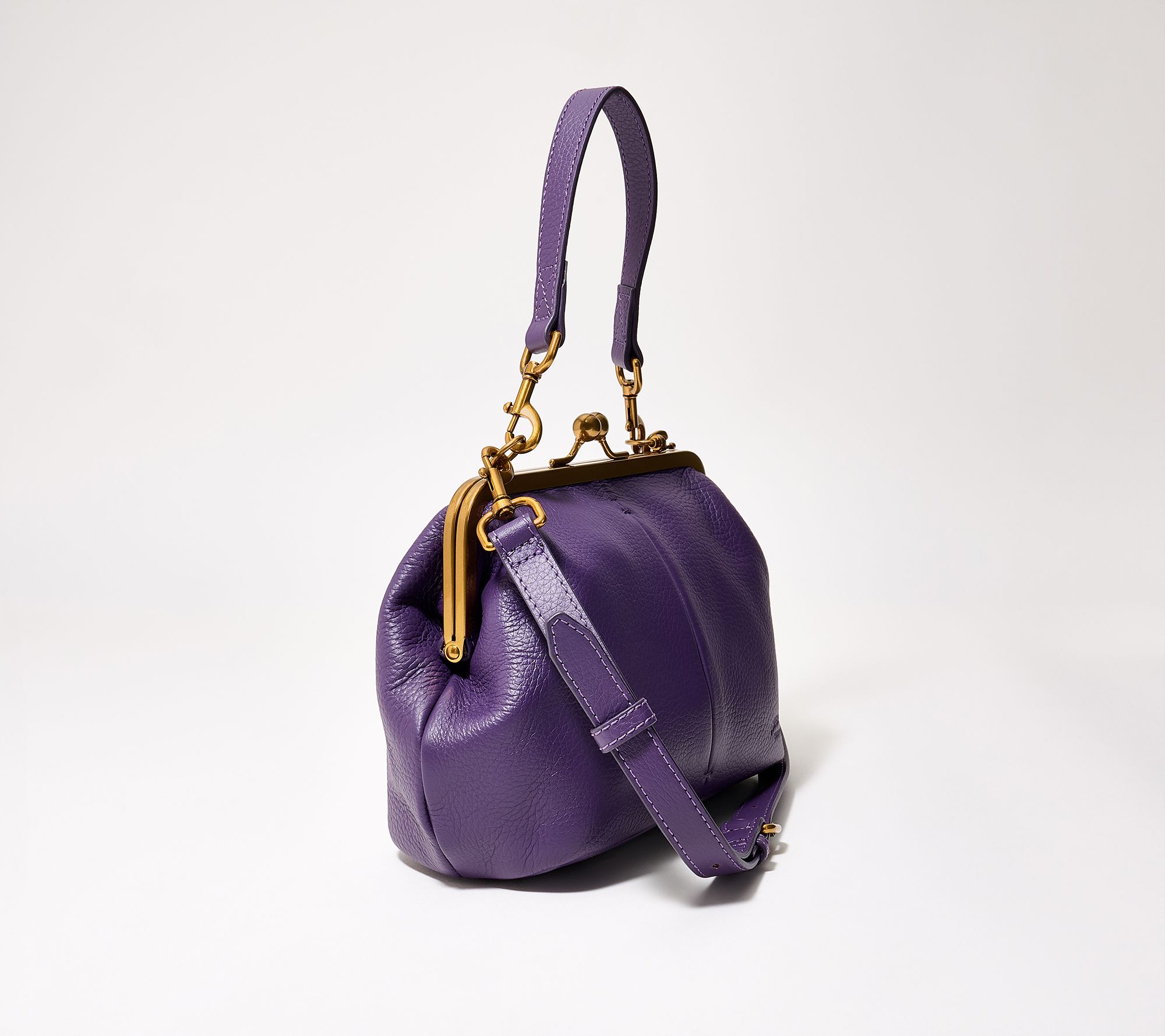 Cadenza 50s パープルバック American Leather Co. RFID Frame Convertible Crossbody | QVC