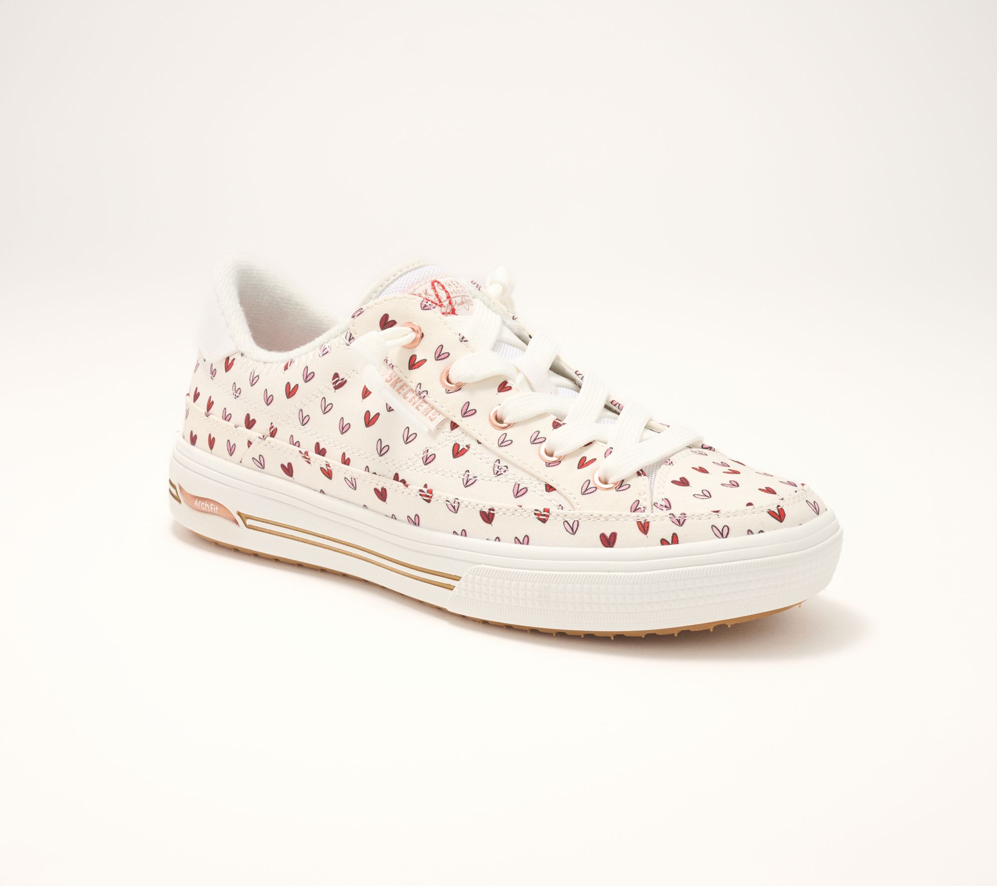 "As Is" Skechers Arch Fit Arcade Heart Canvas Sneakers- Love