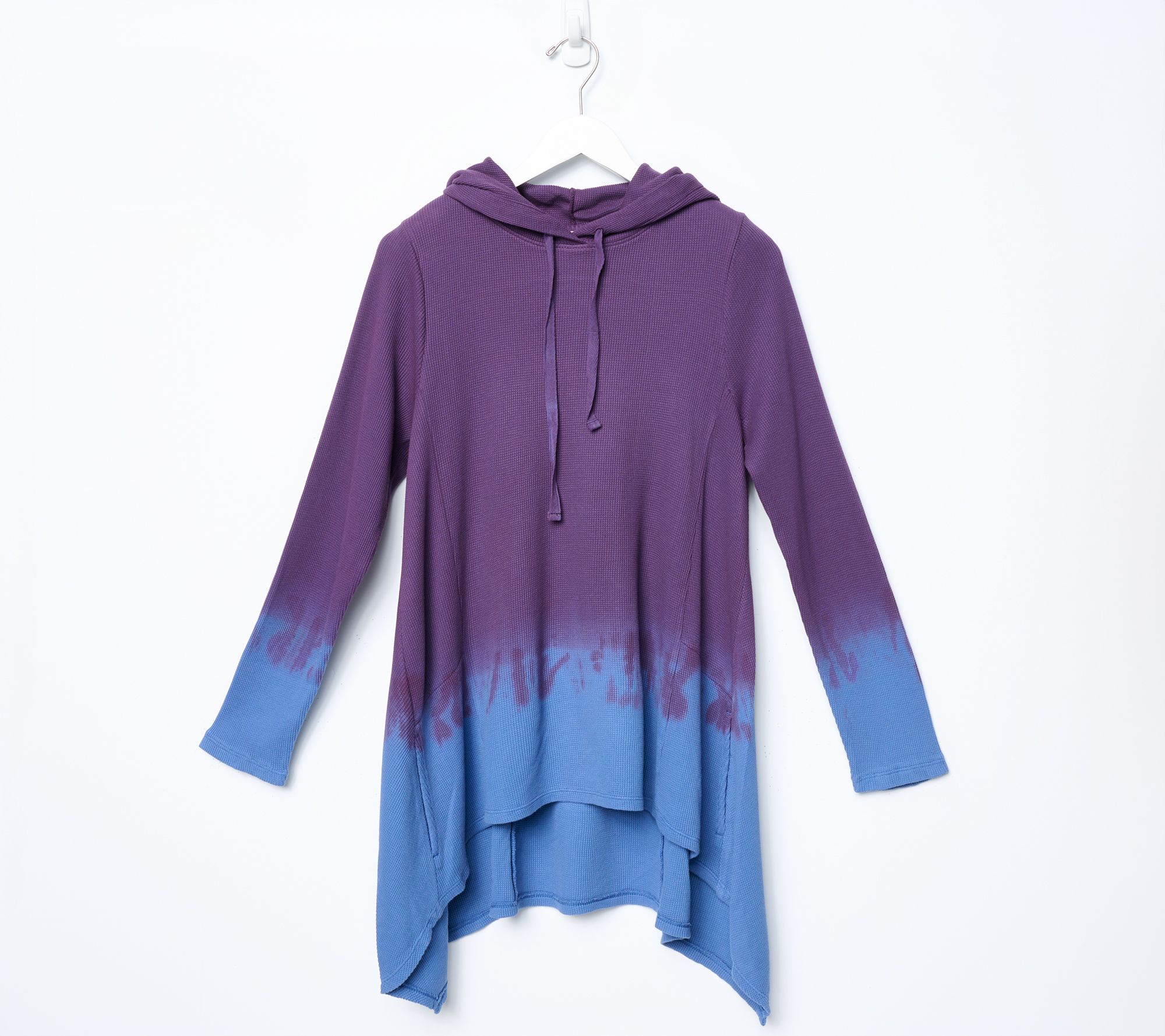 LOGO by Lori Goldstein Regular Waffle Ombre Hoodie