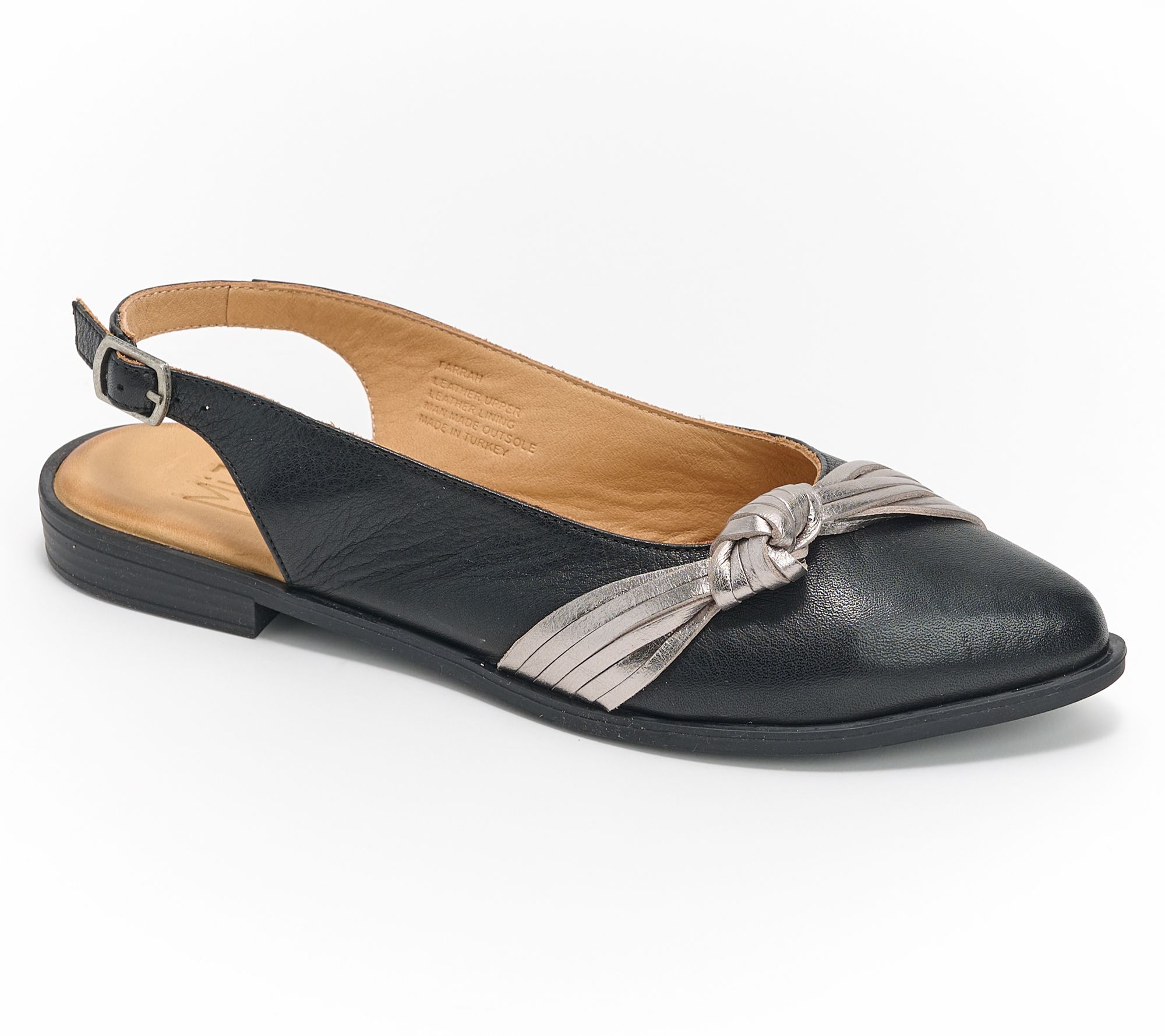 "As Is" Miz Mooz Leather Knotted Slingback Flats - Farrah
