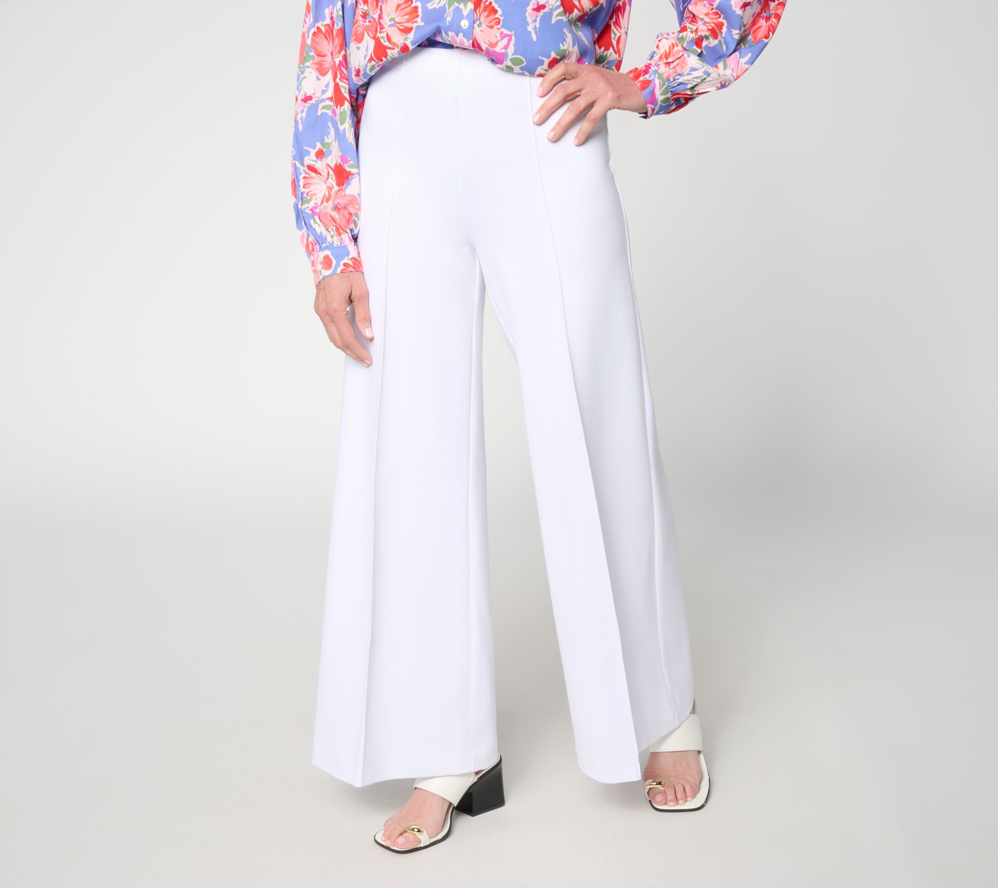 "As Is" nicole by Nicole Miller Reg Pull -On Posh Ponte Wide Leg Pants