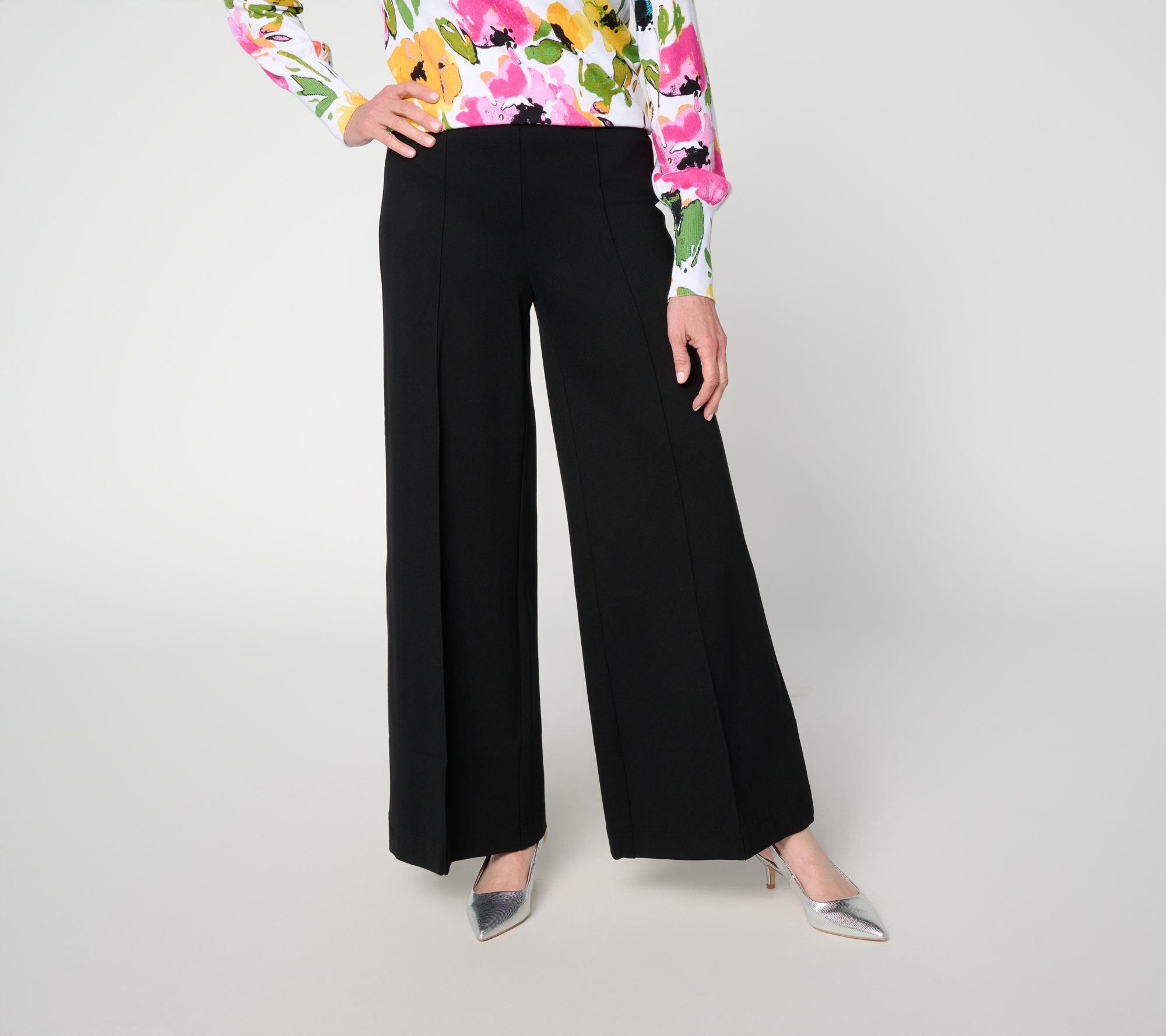 "As Is" nicole by Nicole Miller Reg Pull -On Posh Ponte Wide Leg Pants