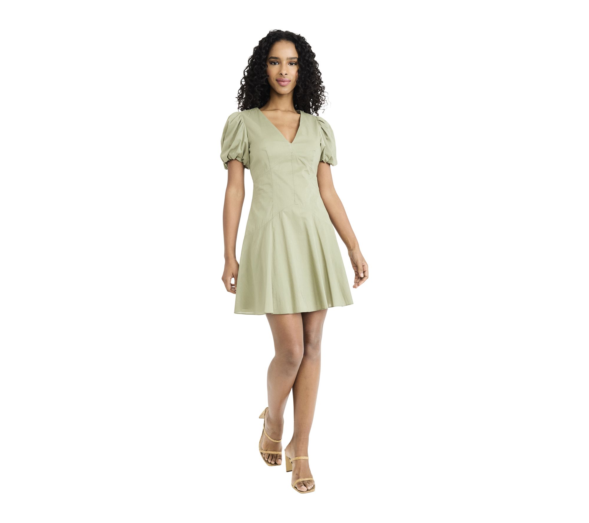 Donna Morgan Puff Sleeve V-Neck Mini