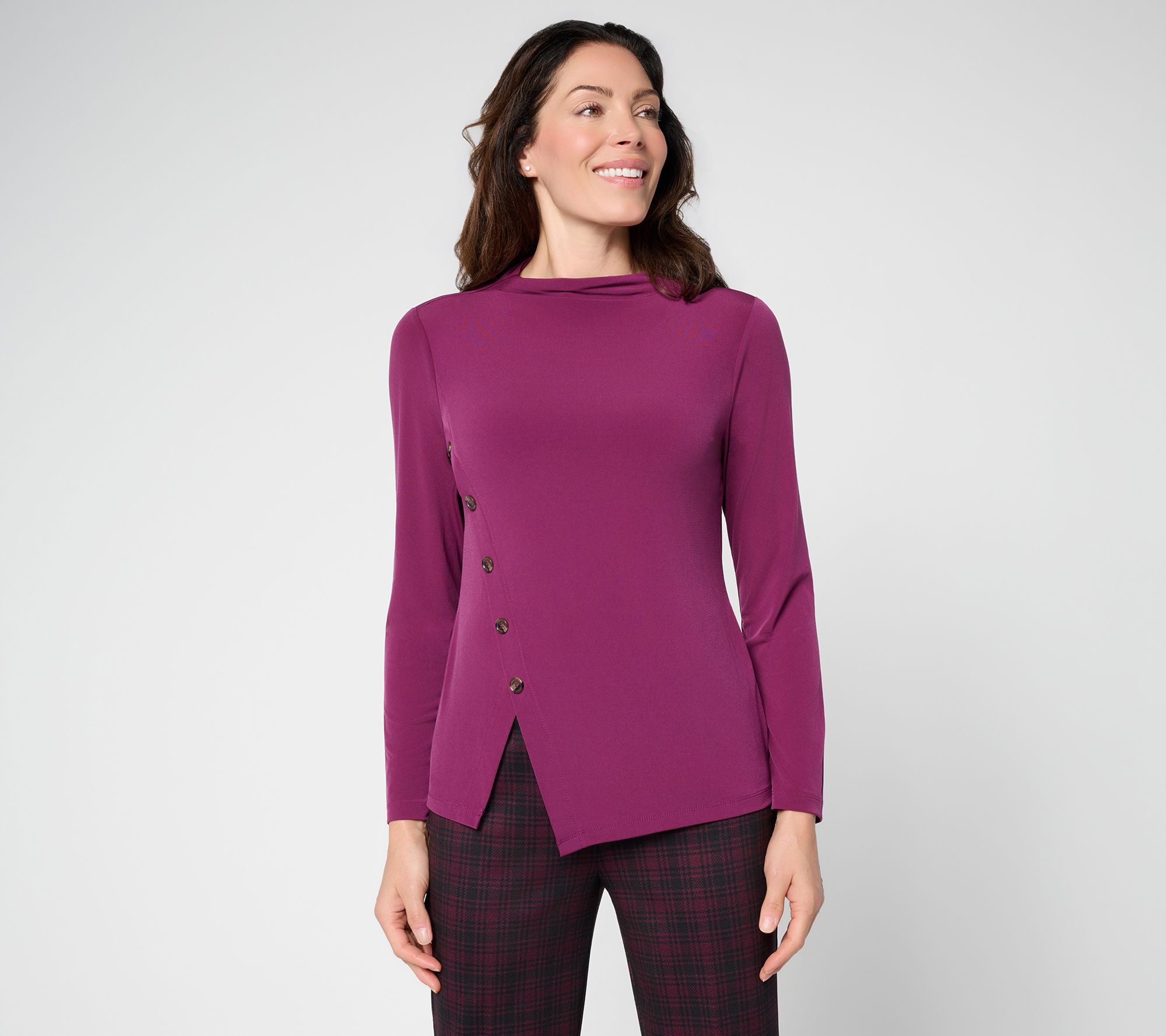 Susan Graver Regular Liquid Knit Funnel Neck Top