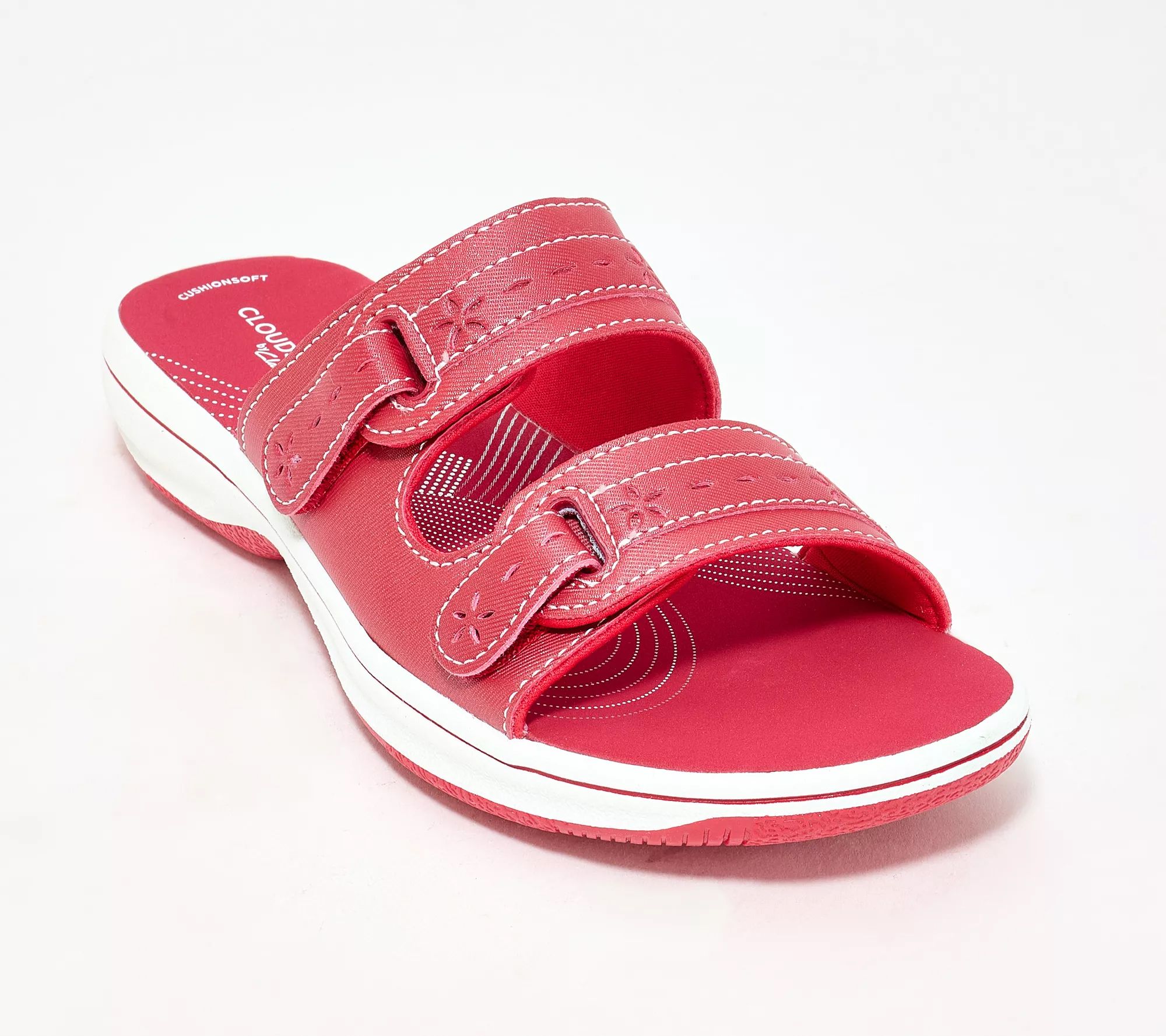 "As Is" Clarks Cloudsteppers Adjustable Slide Sandals -Breeze Rosa