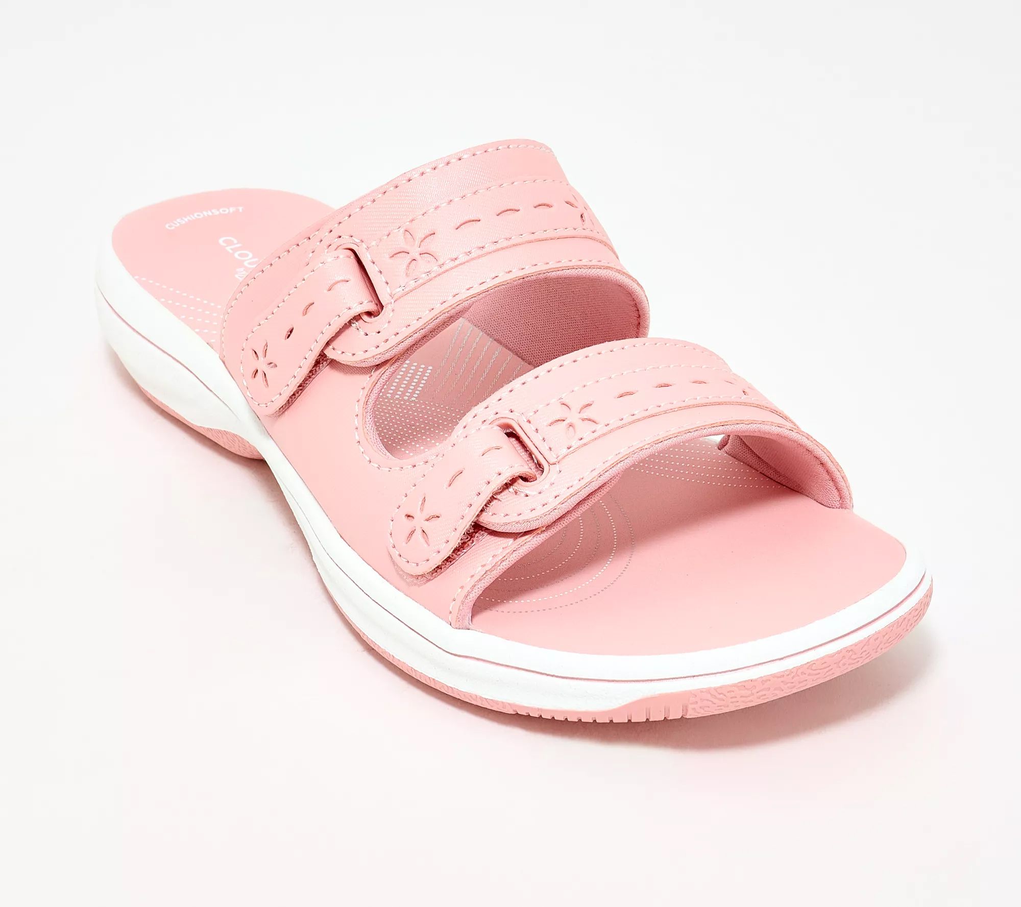 "As Is" Clarks Cloudsteppers Adjustable Slide Sandals -Breeze Rosa