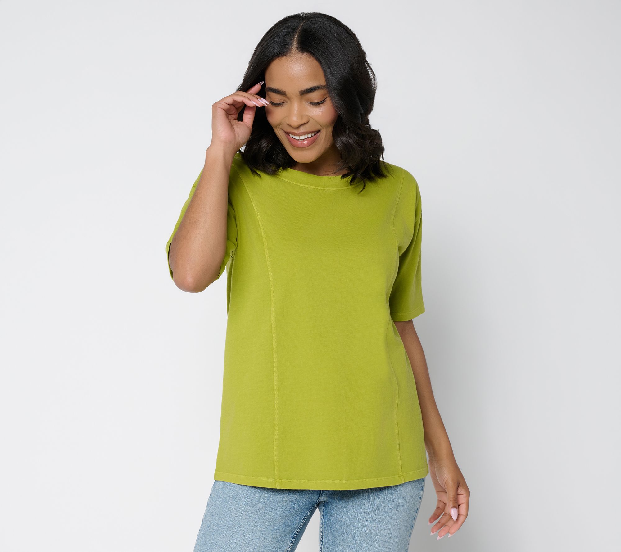 "As Is" LOGO by Lori Goldstein Everyday Elbow Sleeve Seamed Top