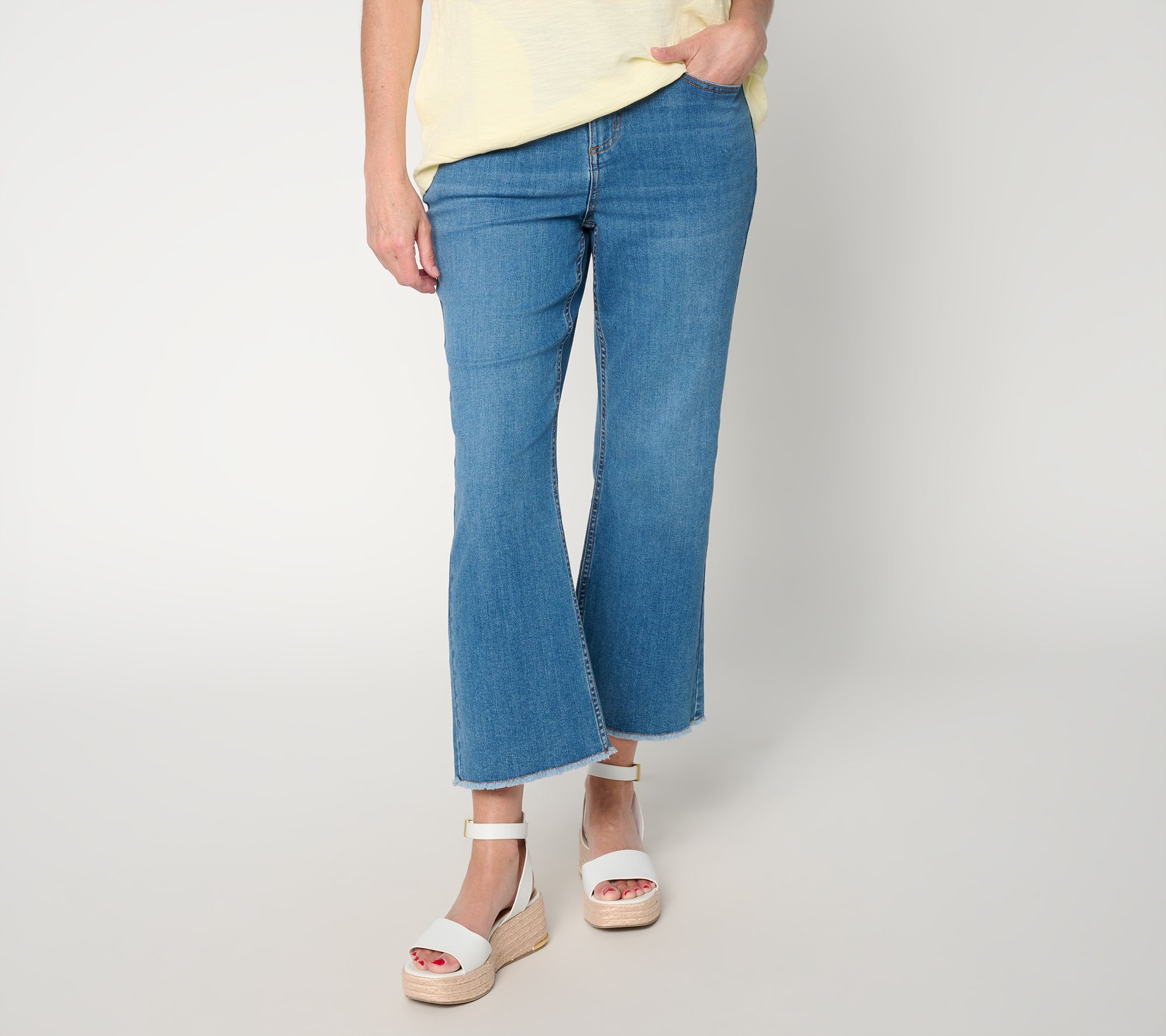 "As Is" LOGO by Lori Goldstein Regular Kick Flare Crop Jeans