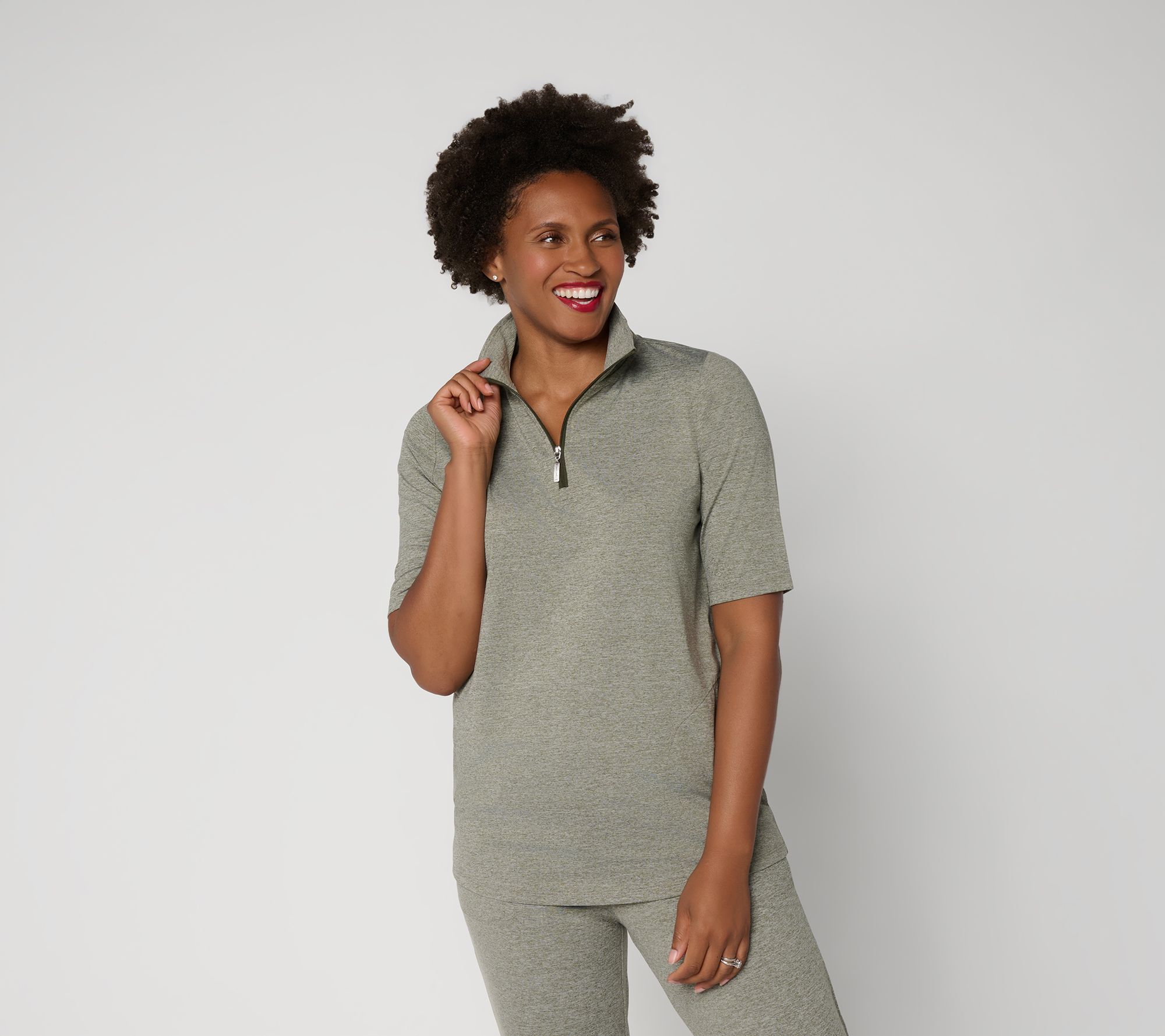 "As Is" Denim & Co. Active Cool to the Touch Quarter Zip Top