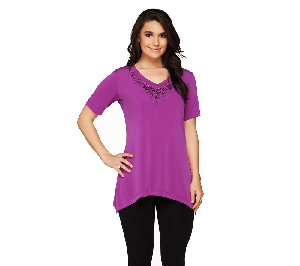 Quacker Factory Animal Fun Short Sleeve Trapeze Hem Knit Top - QVC.com