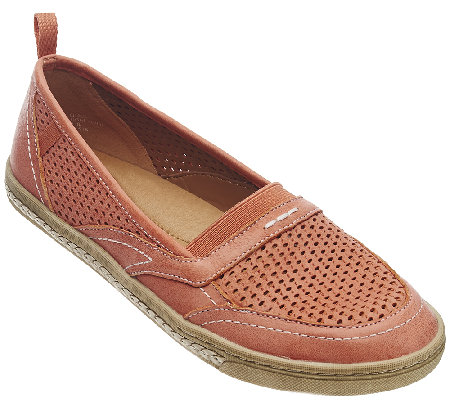 Earth Leather Mesh Slip-ons - Citrus - Page 1 — QVC.com