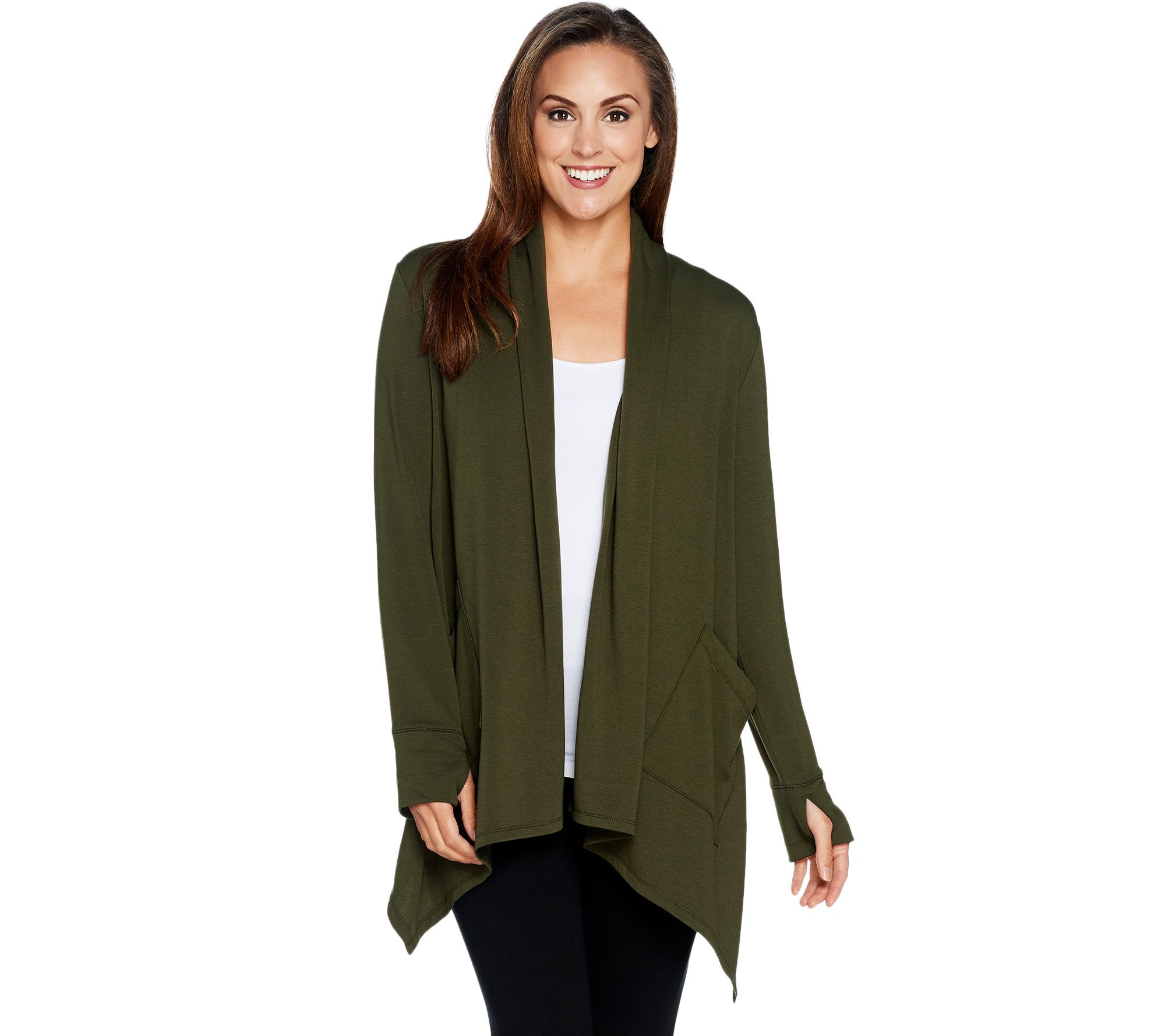 Cuddl Duds Comfortwear French Terry Cascade Front Cardigan - QVC.com