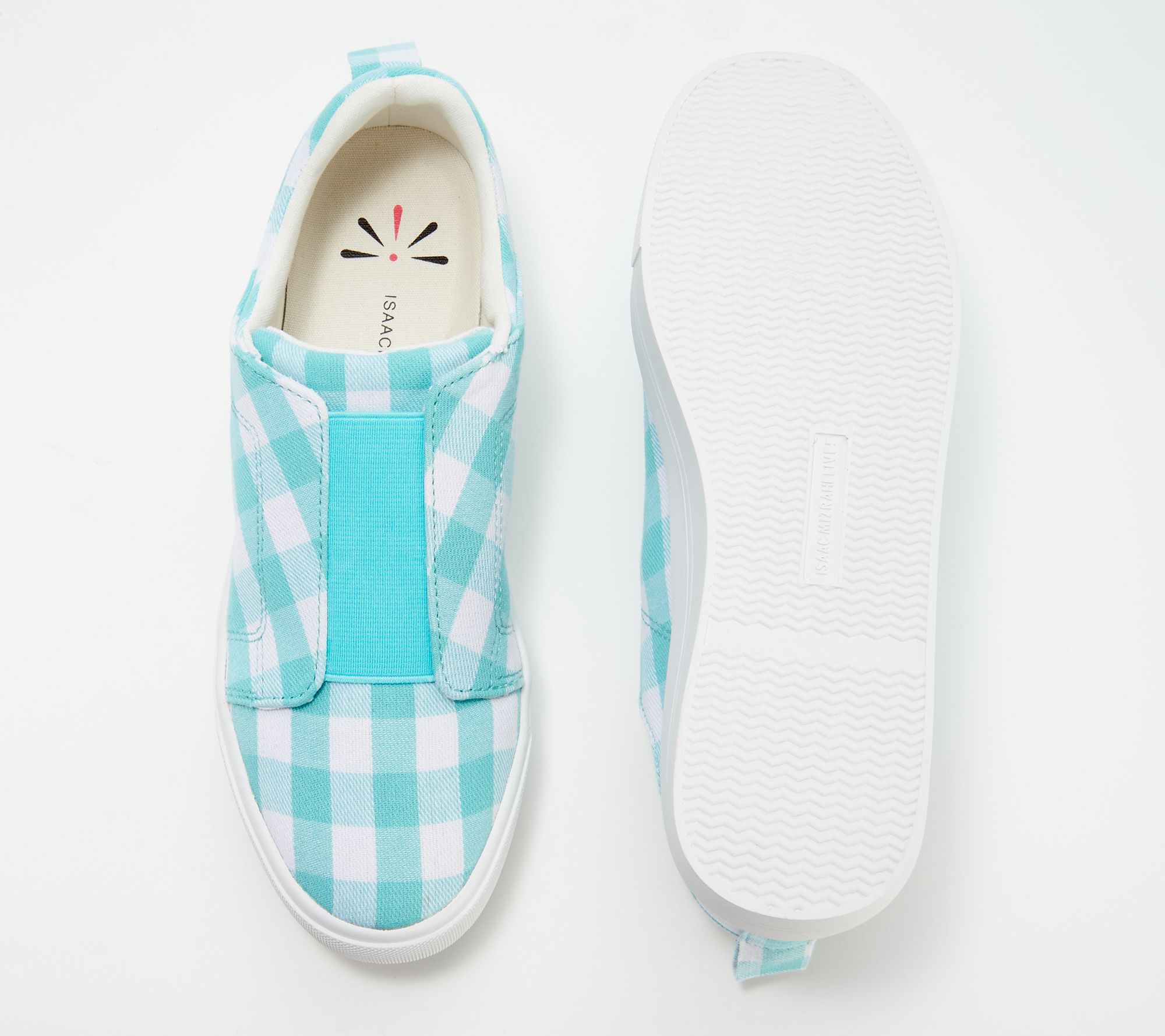 gingham canvas slip on sneakers