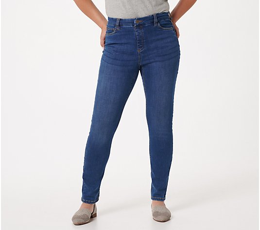 Denim & Co. Easy Stretch Petite Slim-Straight Jeans