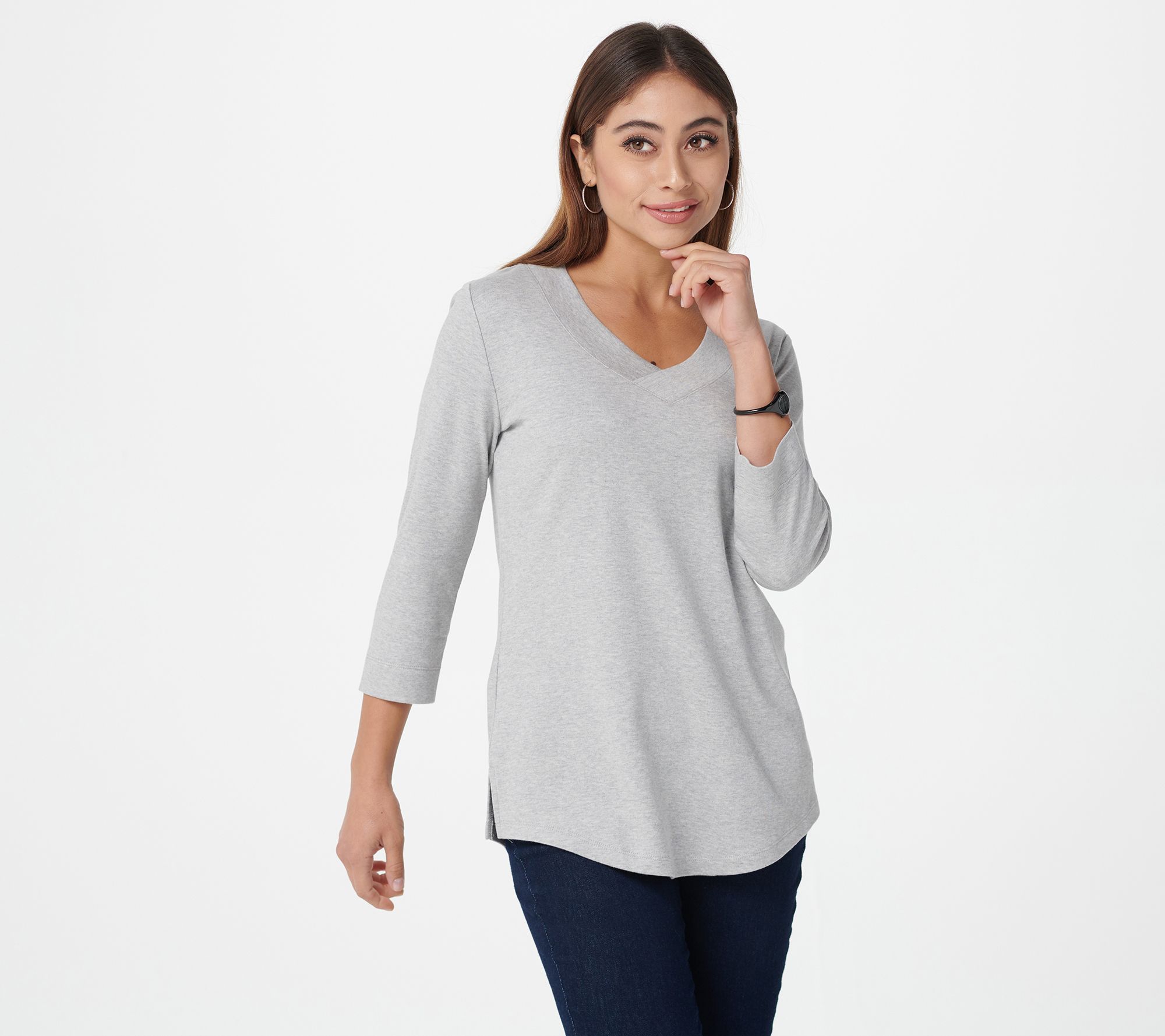 Isaac Mizrahi Live! Essentials Pima Cotton V-Neck Top