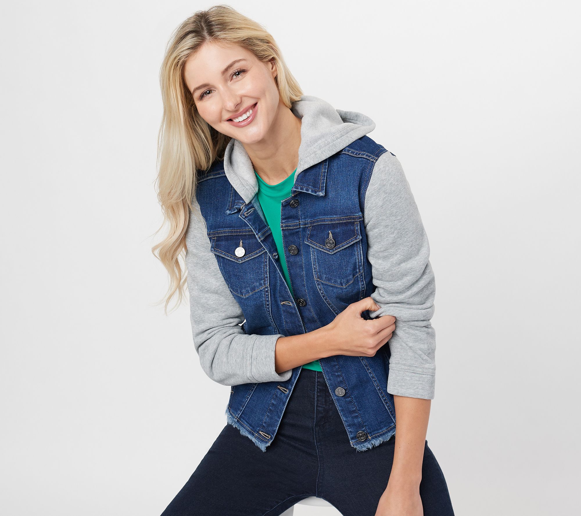 GRAVER by Susan Graver Stretch Denim & French Terry Jean Jacket 