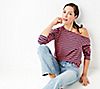 Candace Cameron Bure Off Shoulder Striped Knit Top, 2 of 6