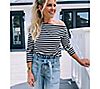 Candace Cameron Bure Off Shoulder Striped Knit Top, 3 of 6