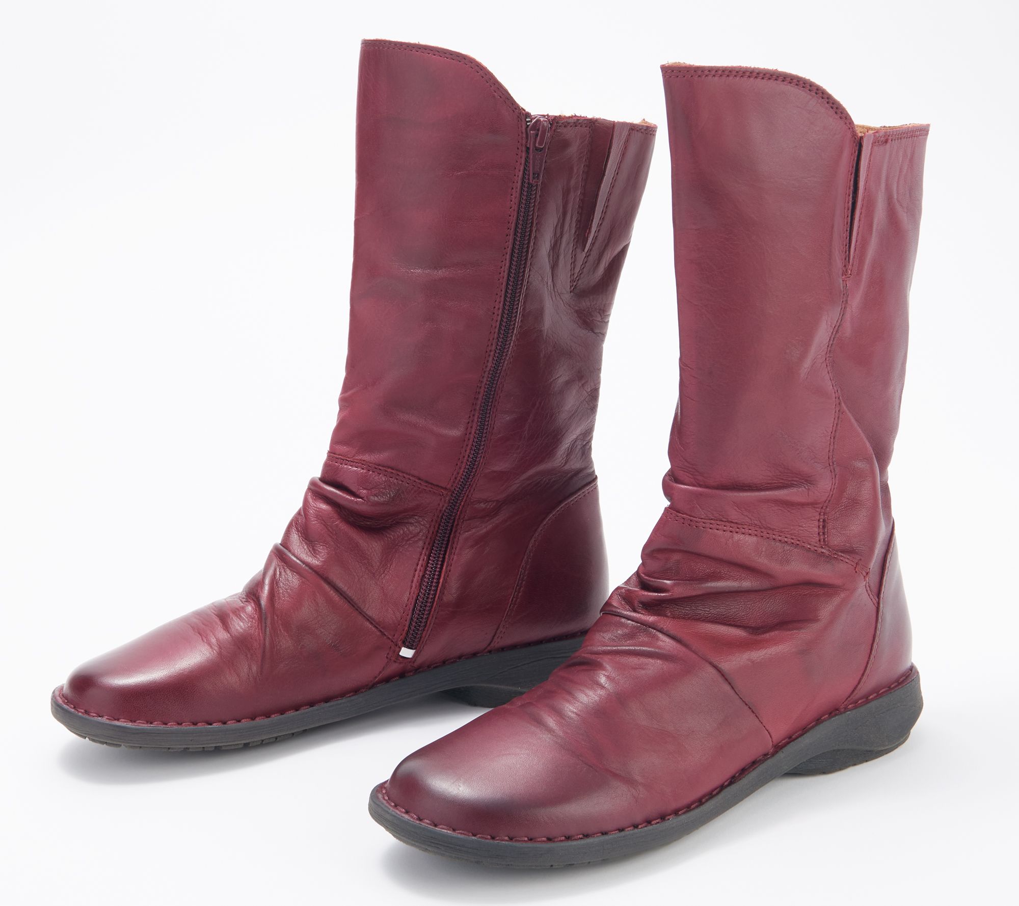Miz Mooz Leather Wide Width Ruched Ankle Boots- Pleasant - QVC.com