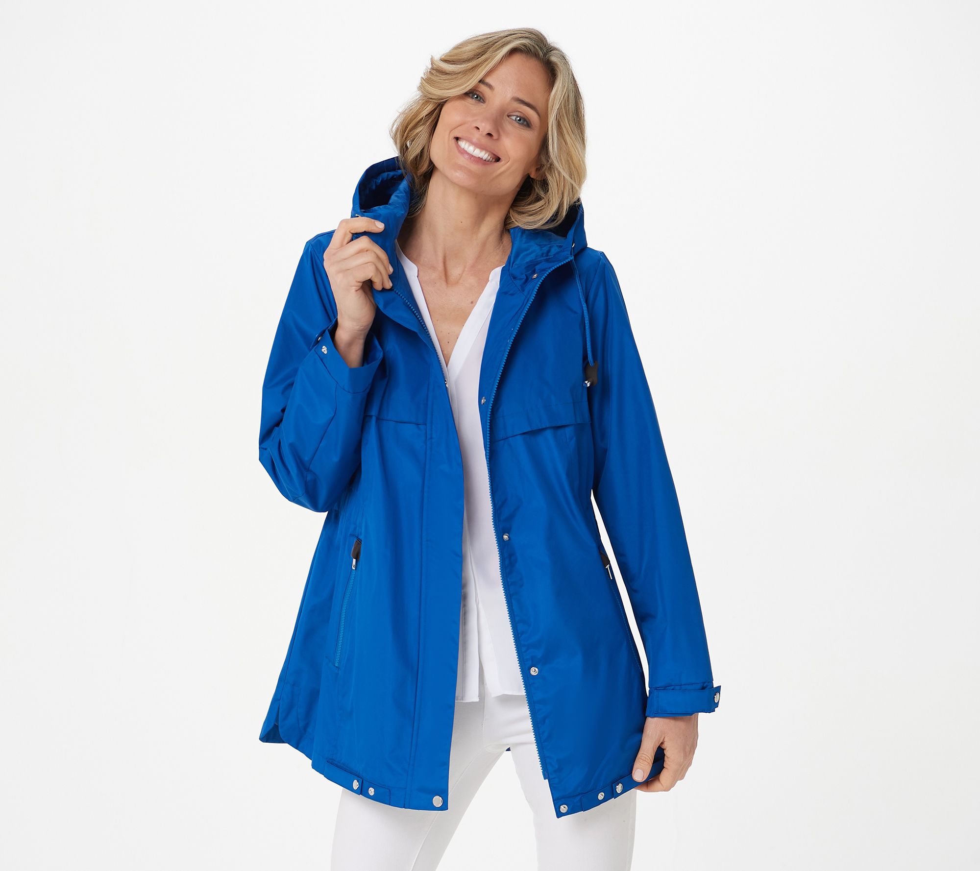 "As Is" Susan Graver Water Resistant Zip-Front Jacket w/ Hood