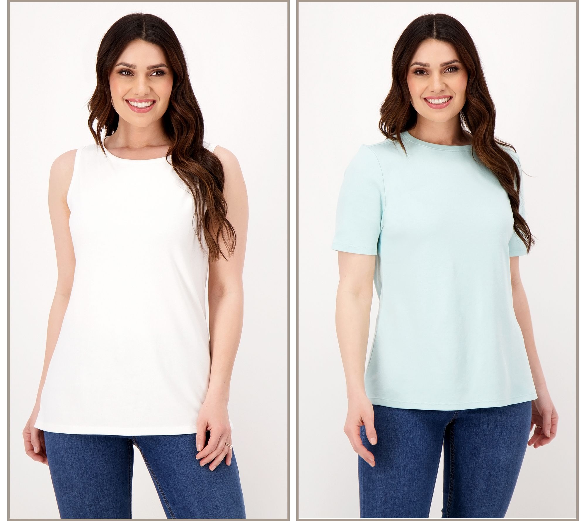 Denim & Co. Essentials Interlock Tank and Tee 2 Pack